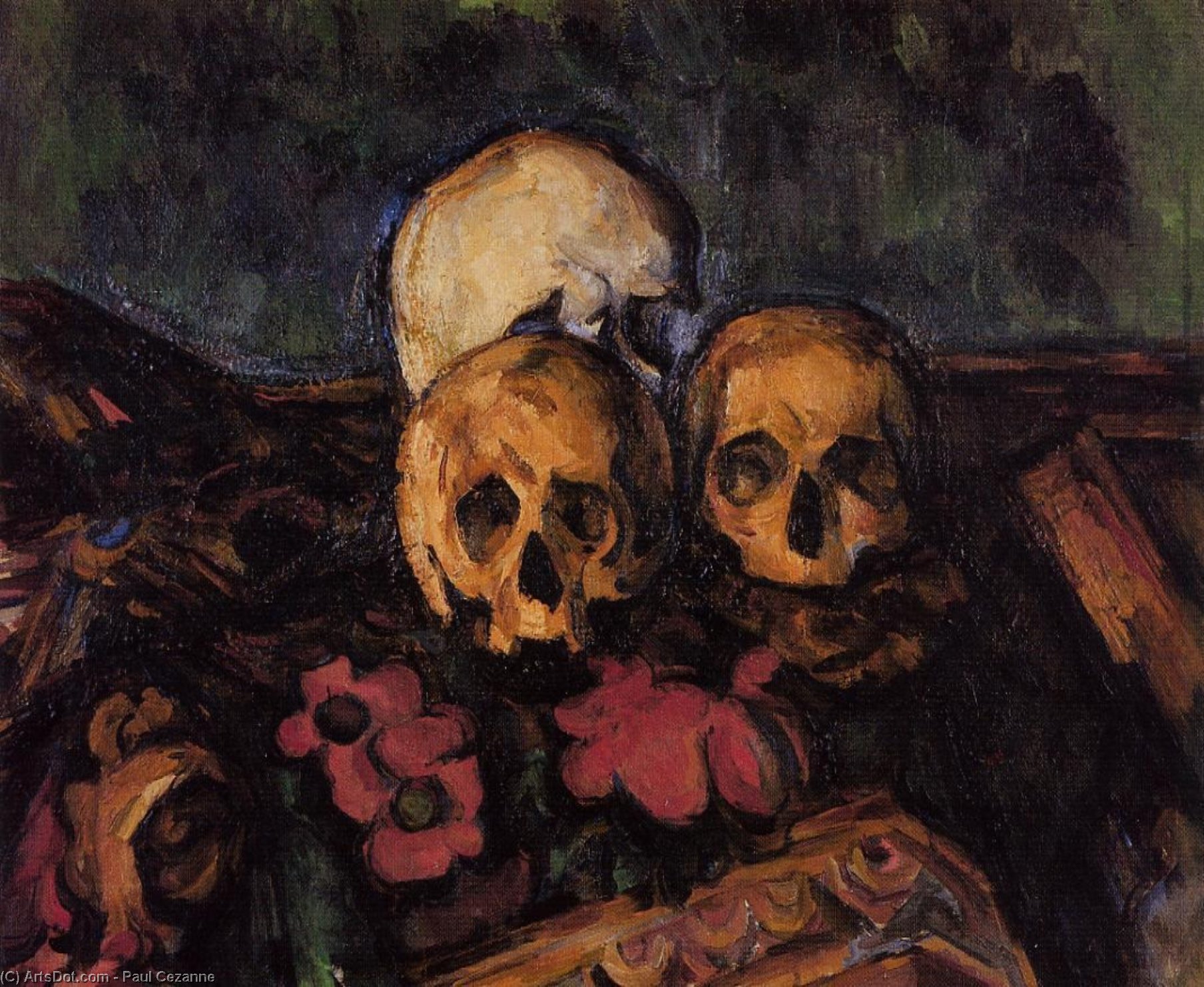 Buy Museum Art Reproductions Three Skulls on a Patterned Carpet, 1900 by Paul Cezanne (1839-1906, France) | ArtsDot.com