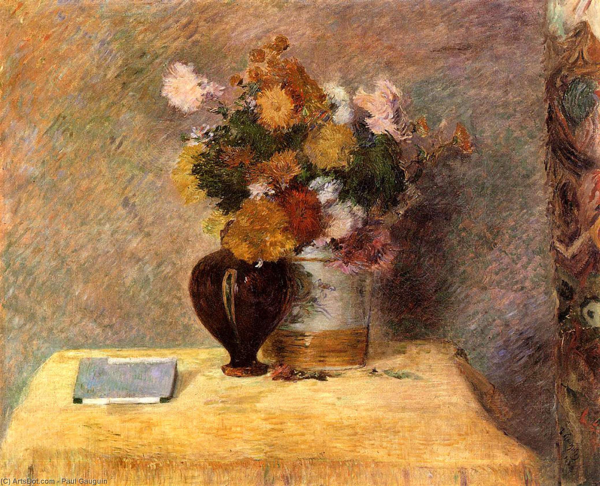 Order Oil Painting Replica Flowers and Japanese book, 1882 by Paul Gauguin (1848-1903, France) | ArtsDot.com
