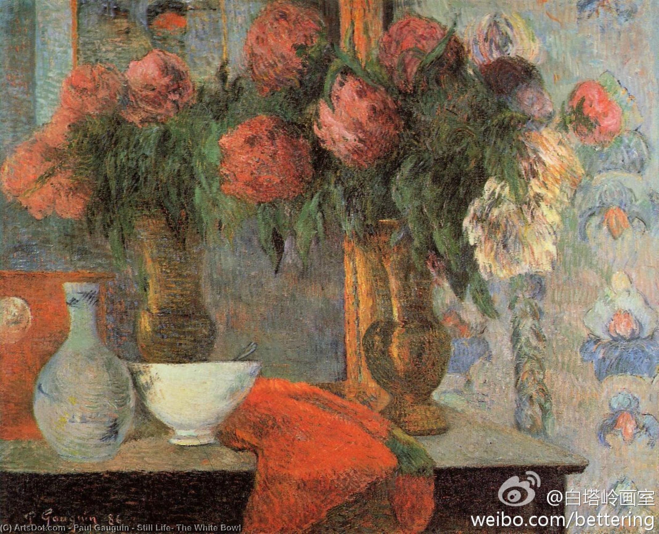 顺序 畫複製 仍然活着,白碗, 1886 通过 Paul Gauguin (1848-1903, France) | ArtsDot.com