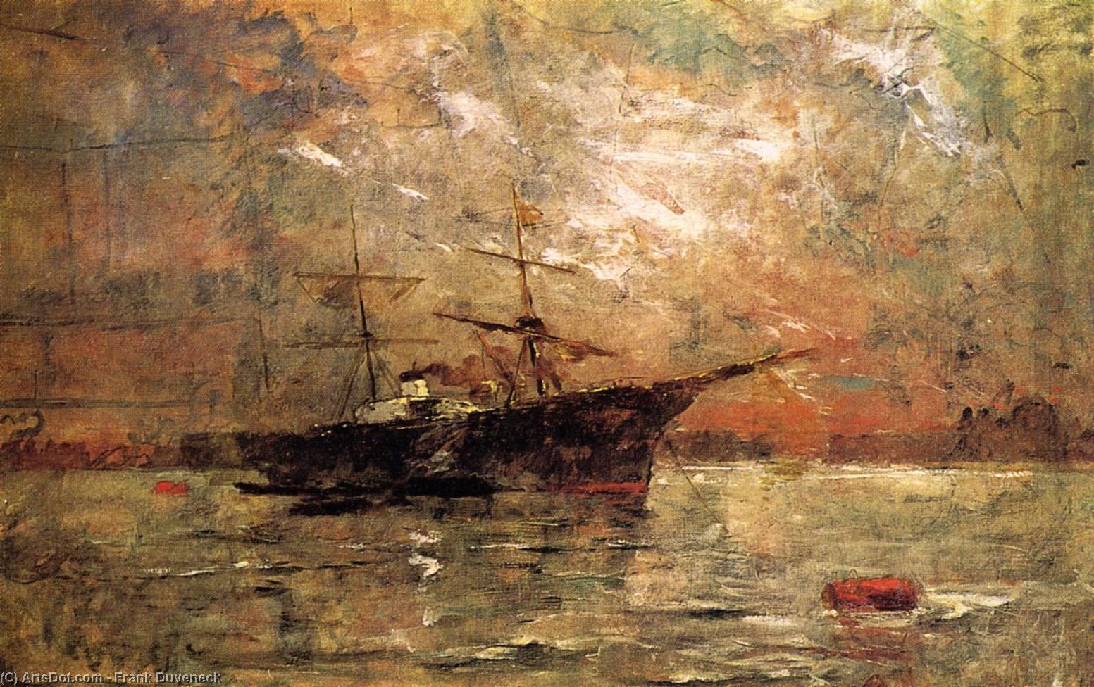 Compra Riproduzioni D'arte Del Museo Steamer a Anchor, Twilight, Venezia, 1884 di Frank Duveneck (1848-1919, United States) | ArtsDot.com