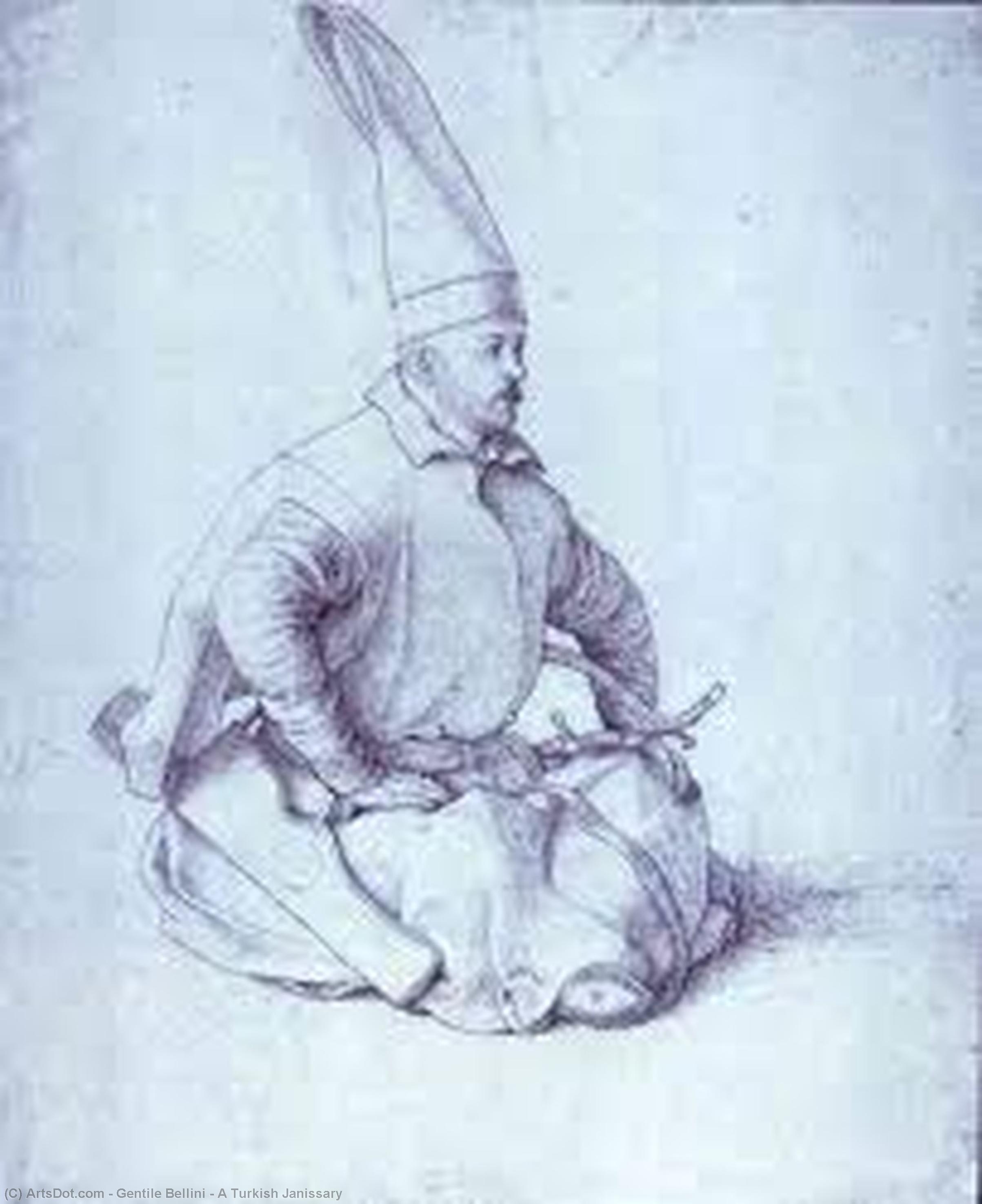 Comprar Reproducciones De Arte Del Museo Un Janissary turco de Gentile Bellini (1429-1507, Italy) | ArtsDot.com