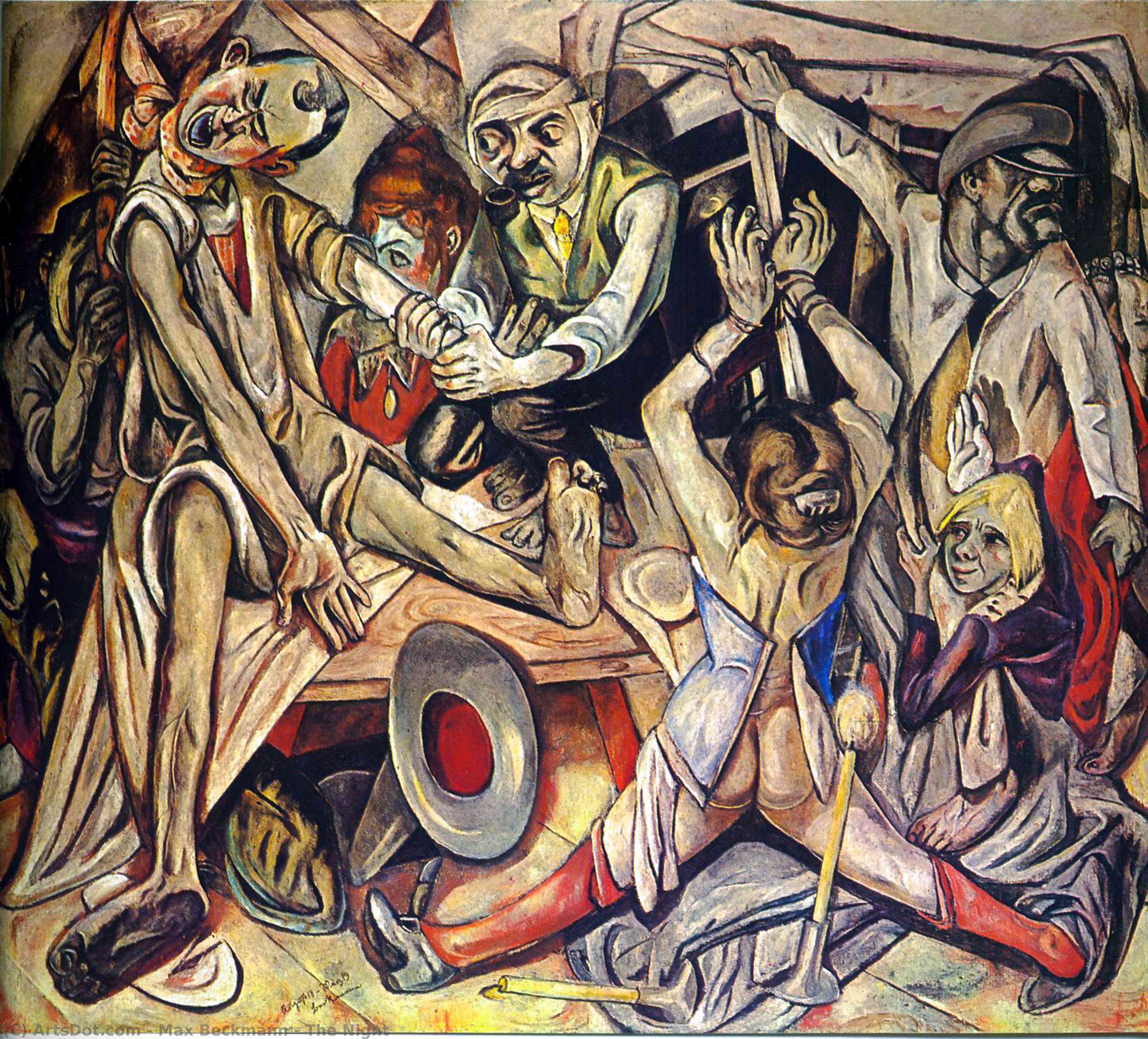 Bestellen Kunstreproduktionen Die Nacht, 1919 von Max Beckmann (1884-1950, Germany) | ArtsDot.com