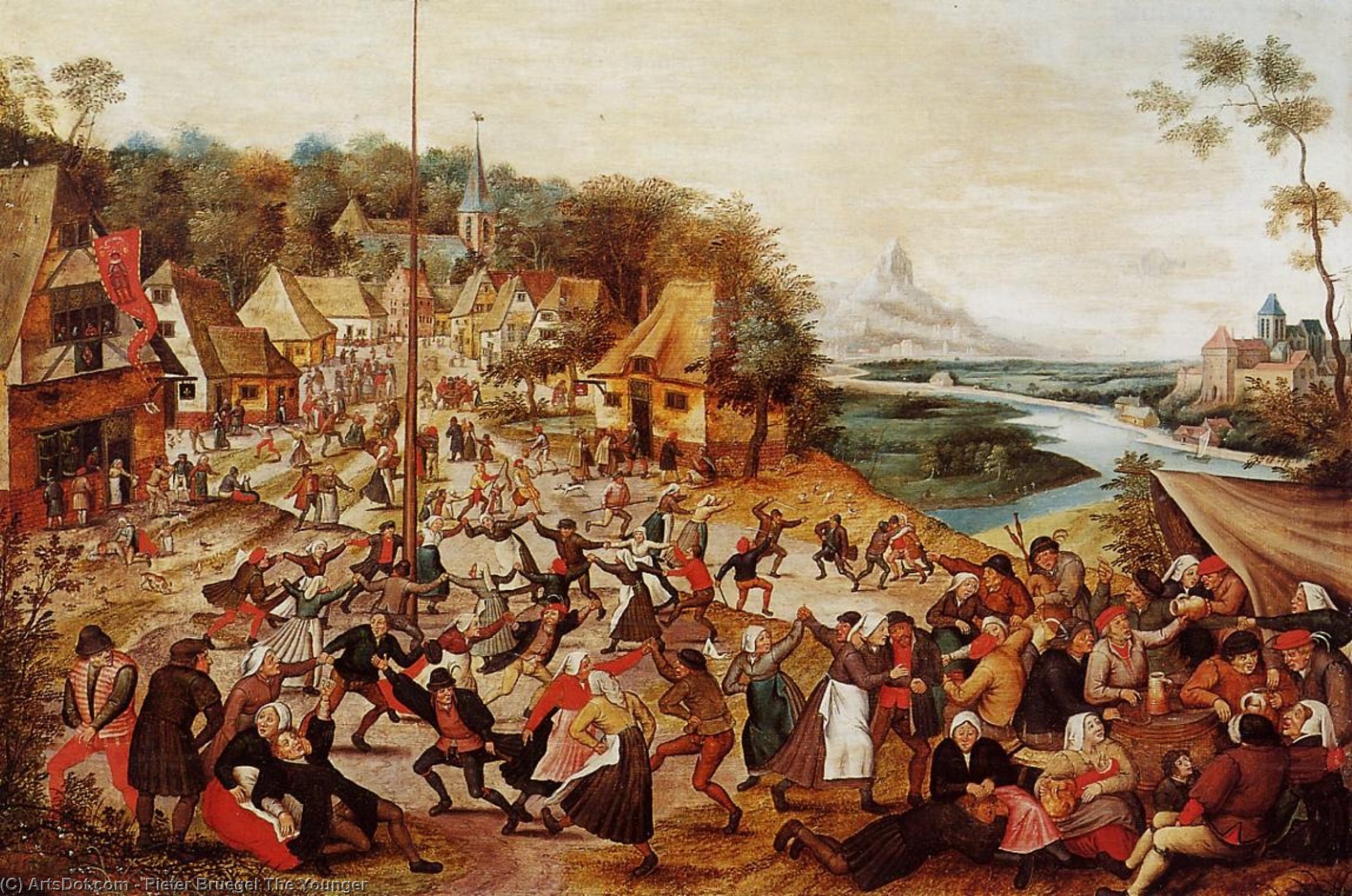 Ordinare Riproduzioni D'arte La danza intorno al Polo di Maggio, 1634 di Pieter Bruegel The Younger (1525-1569, Belgium) | ArtsDot.com