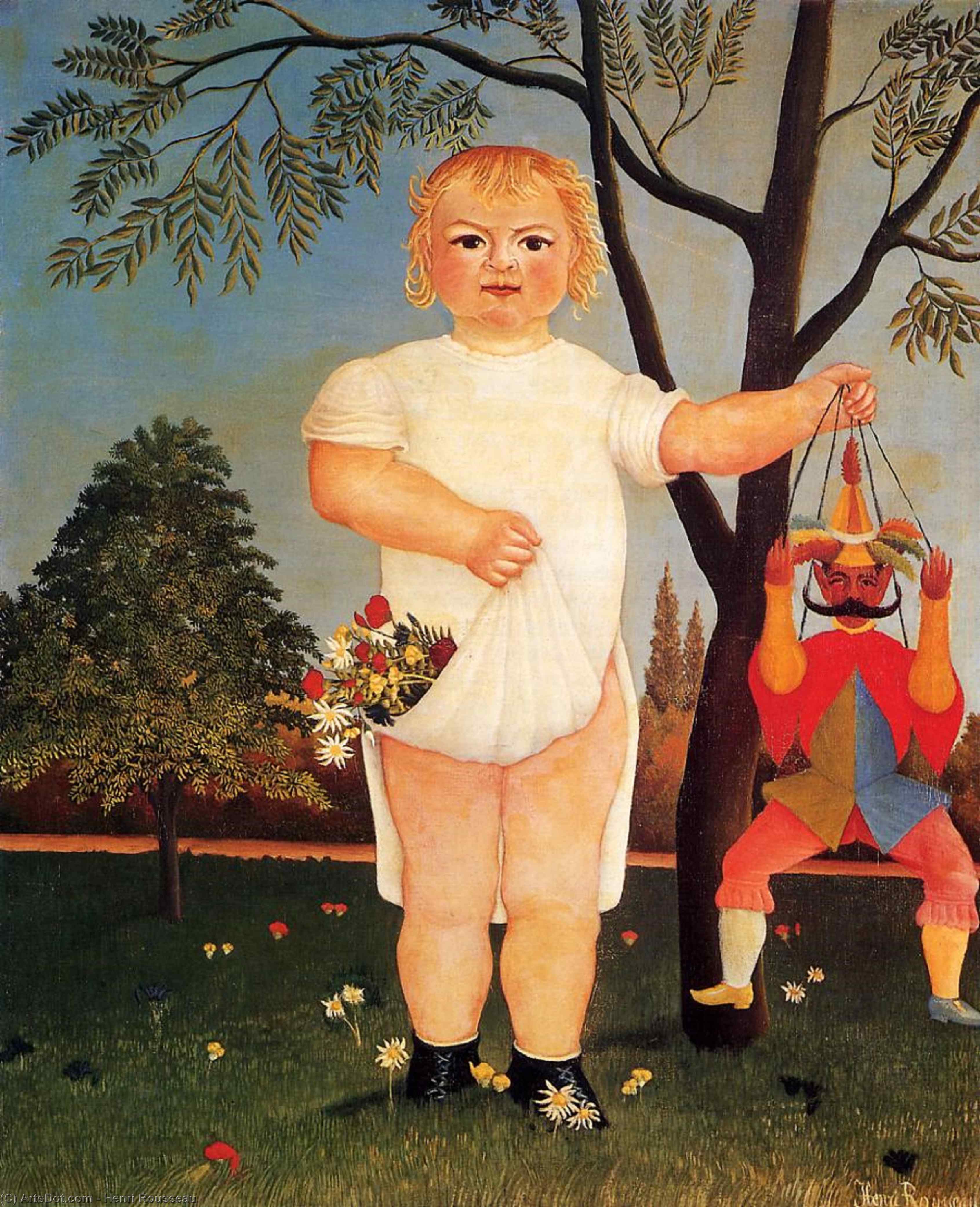 Order Oil Painting Replica Child with Puppet (also known as To Celebrate the Baby), 1903 by Henri Julien Félix Rousseau (Le Douanier) (1844-1910) | ArtsDot.com