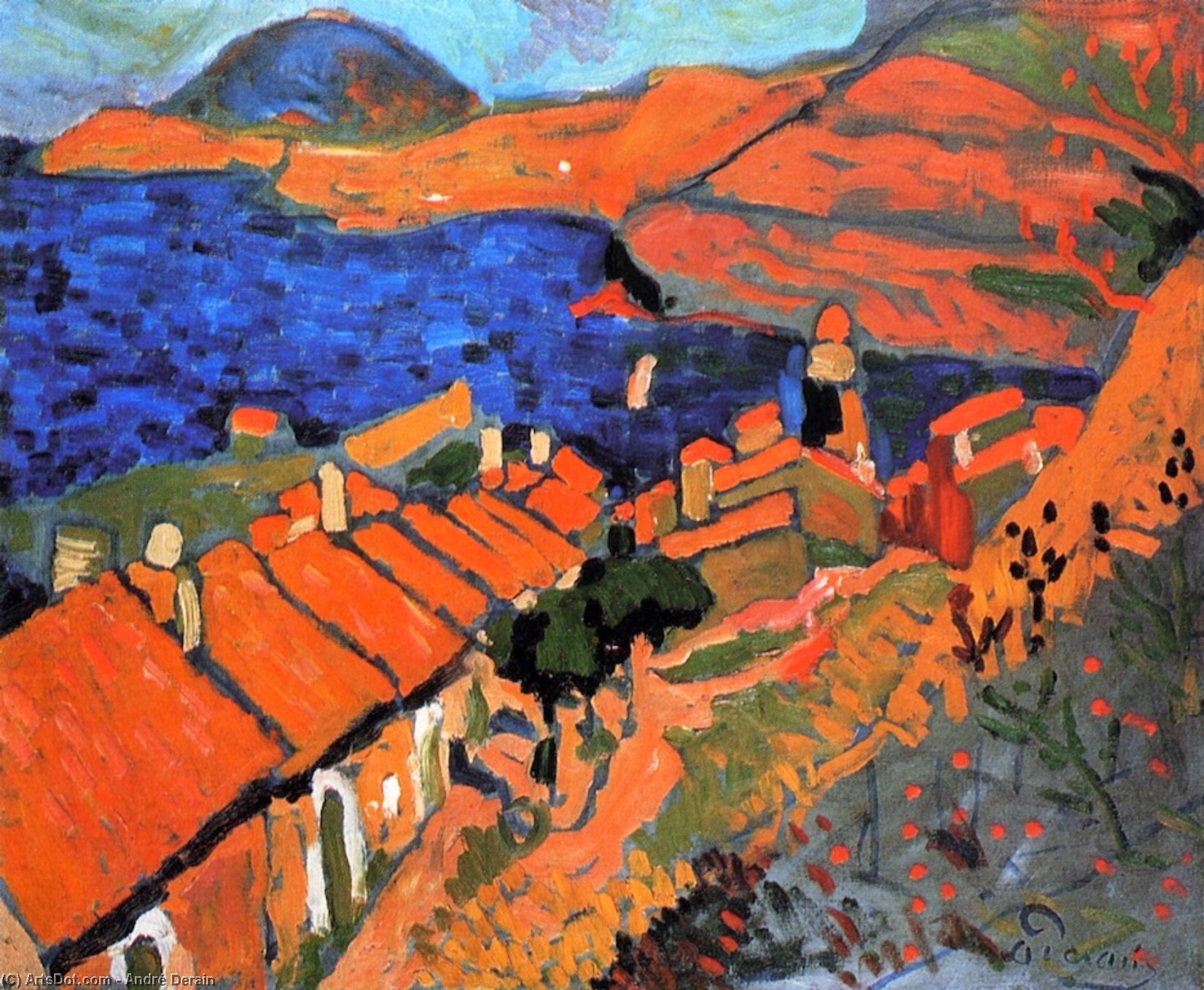 Order Art Reproductions Collioure, the Village and the Ocean, 1905 by André Derain (Inspired By) (1880-1954, France) | ArtsDot.com