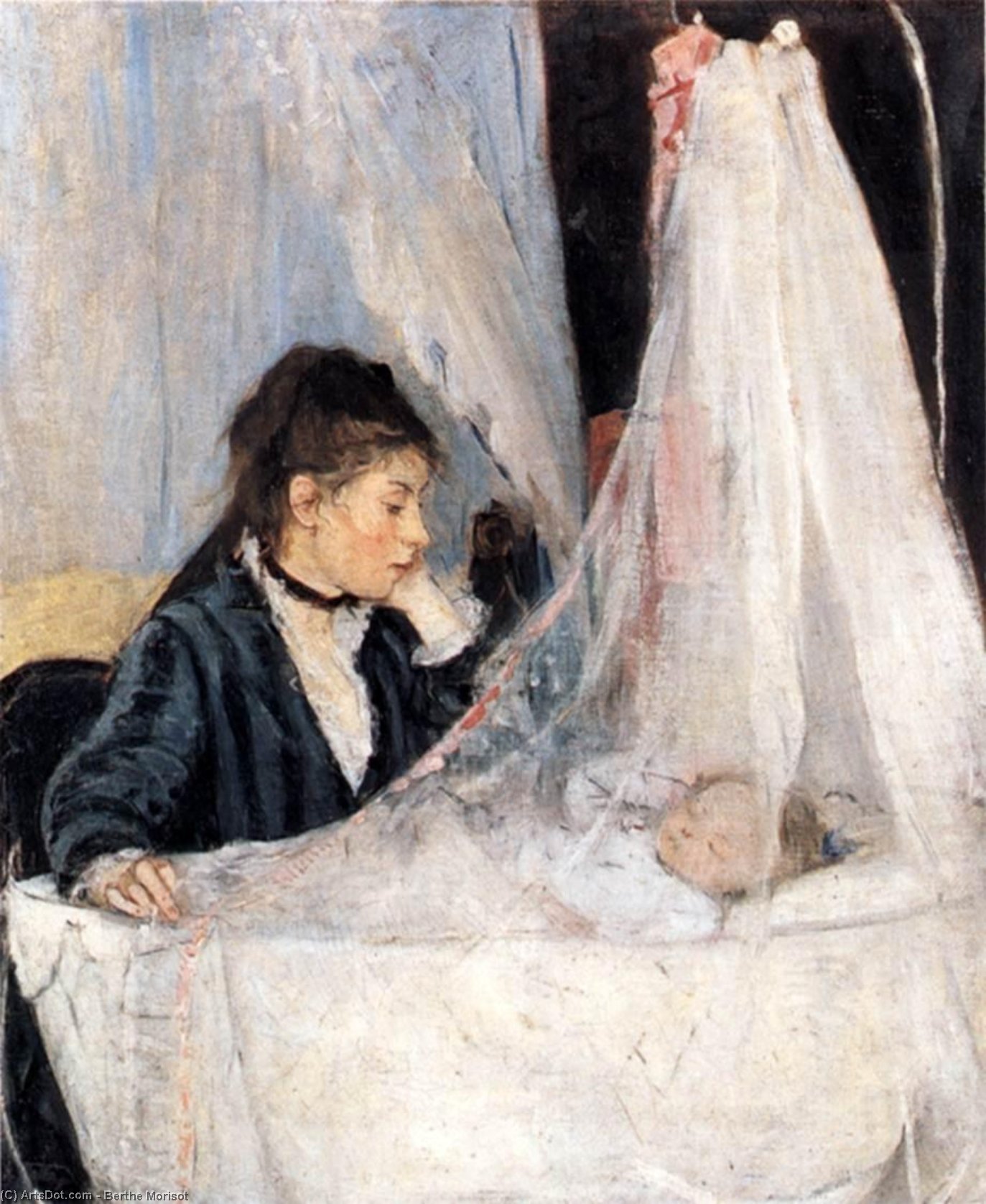 顺序 手工油畫 摇篮, 1872 通过 Berthe Morisot (1841-1895, France) | ArtsDot.com