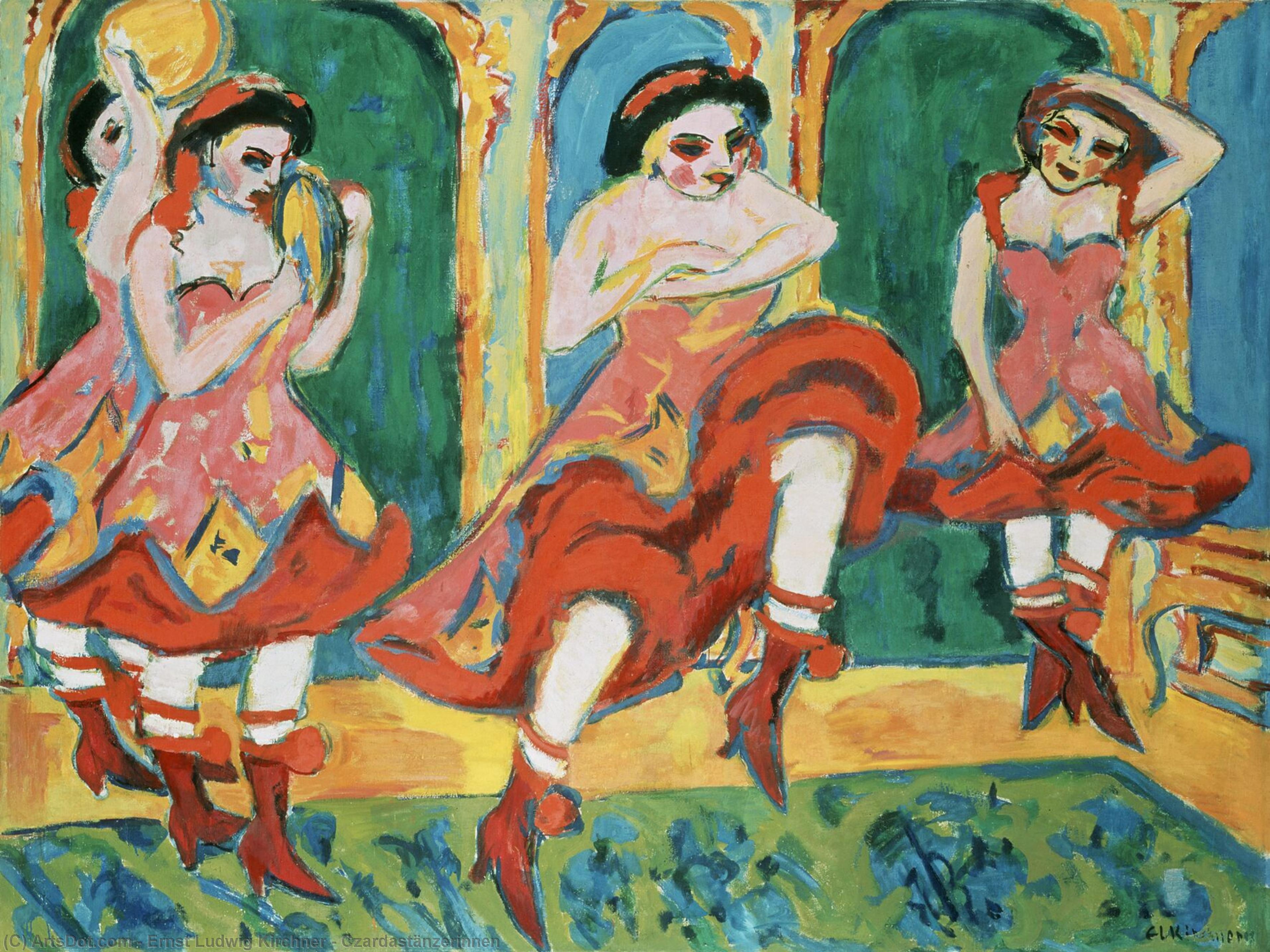 Order Oil Painting Replica Czardastänzerinnen, 1908 by Ernst Ludwig Kirchner (1880-1938, Germany) | ArtsDot.com