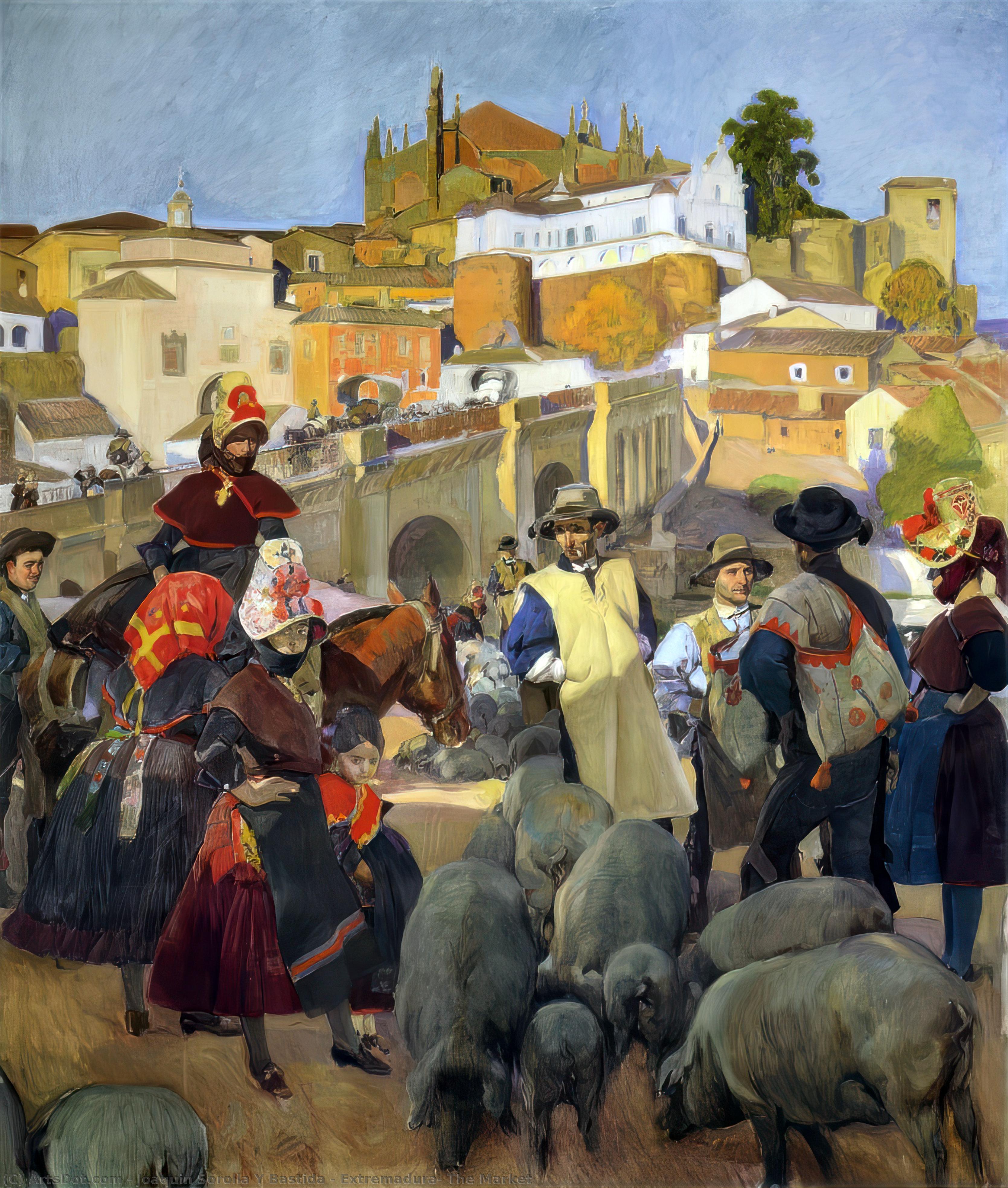 Order Art Reproductions Extremadura, The Market, 1917 by Joaquin Sorolla Y Bastida (1863-1923, Spain) | ArtsDot.com