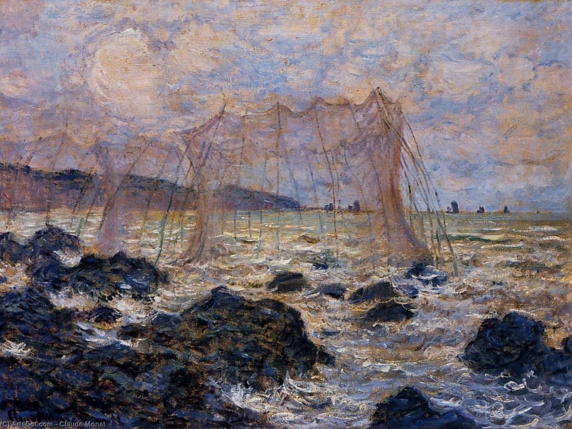 Order Paintings Reproductions Fishing Nets at Pourville, 1882 by Claude Monet (1840-1926, France) | ArtsDot.com