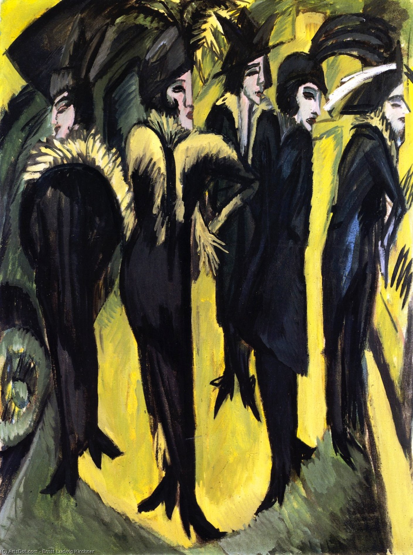 Order Art Reproductions Five Women on the Street, 1914 by Ernst Ludwig Kirchner (1880-1938, Germany) | ArtsDot.com