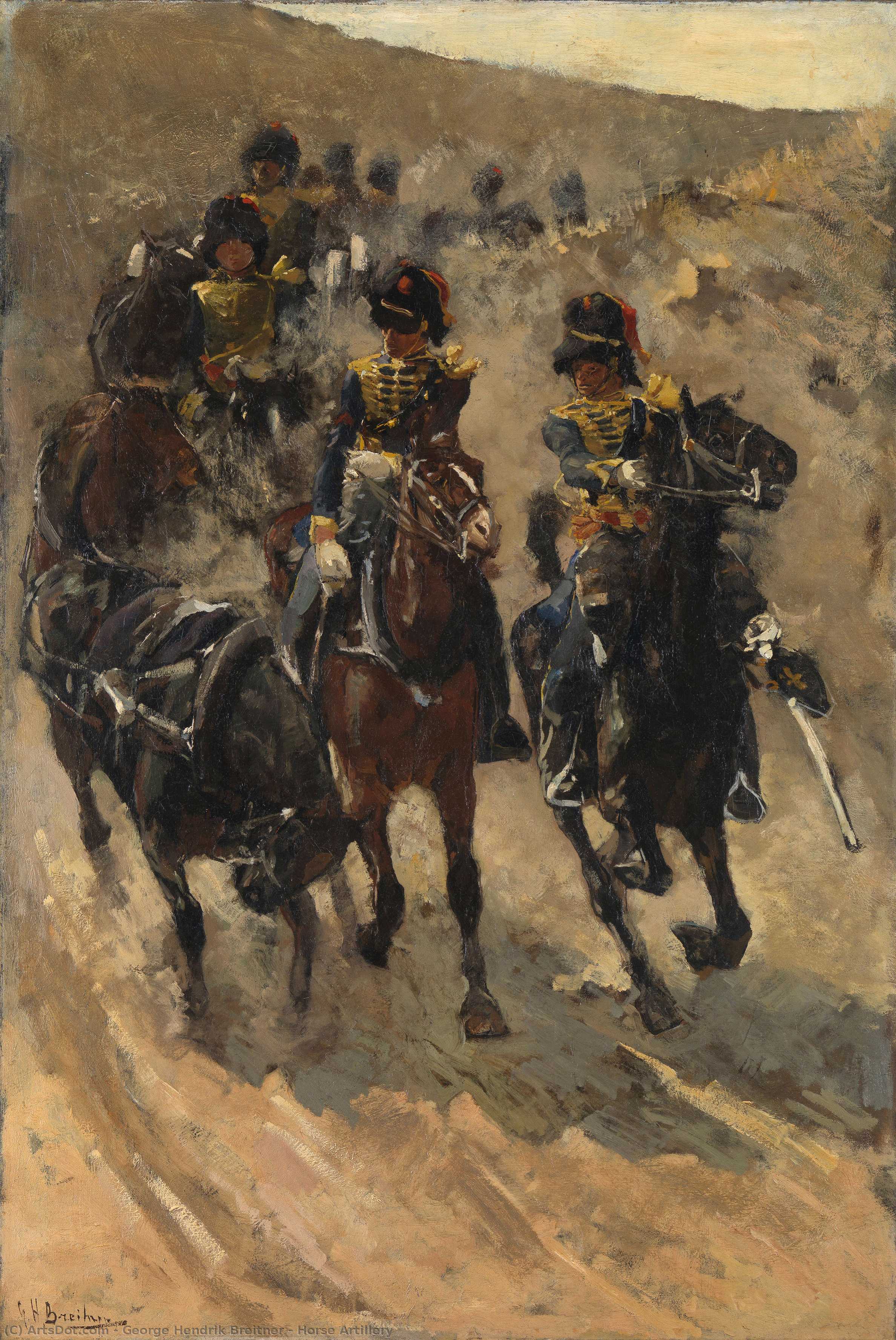 Order Oil Painting Replica Horse Artillery, 1885 by George Heidrik Breitner (1857-1923, Netherlands) | ArtsDot.com