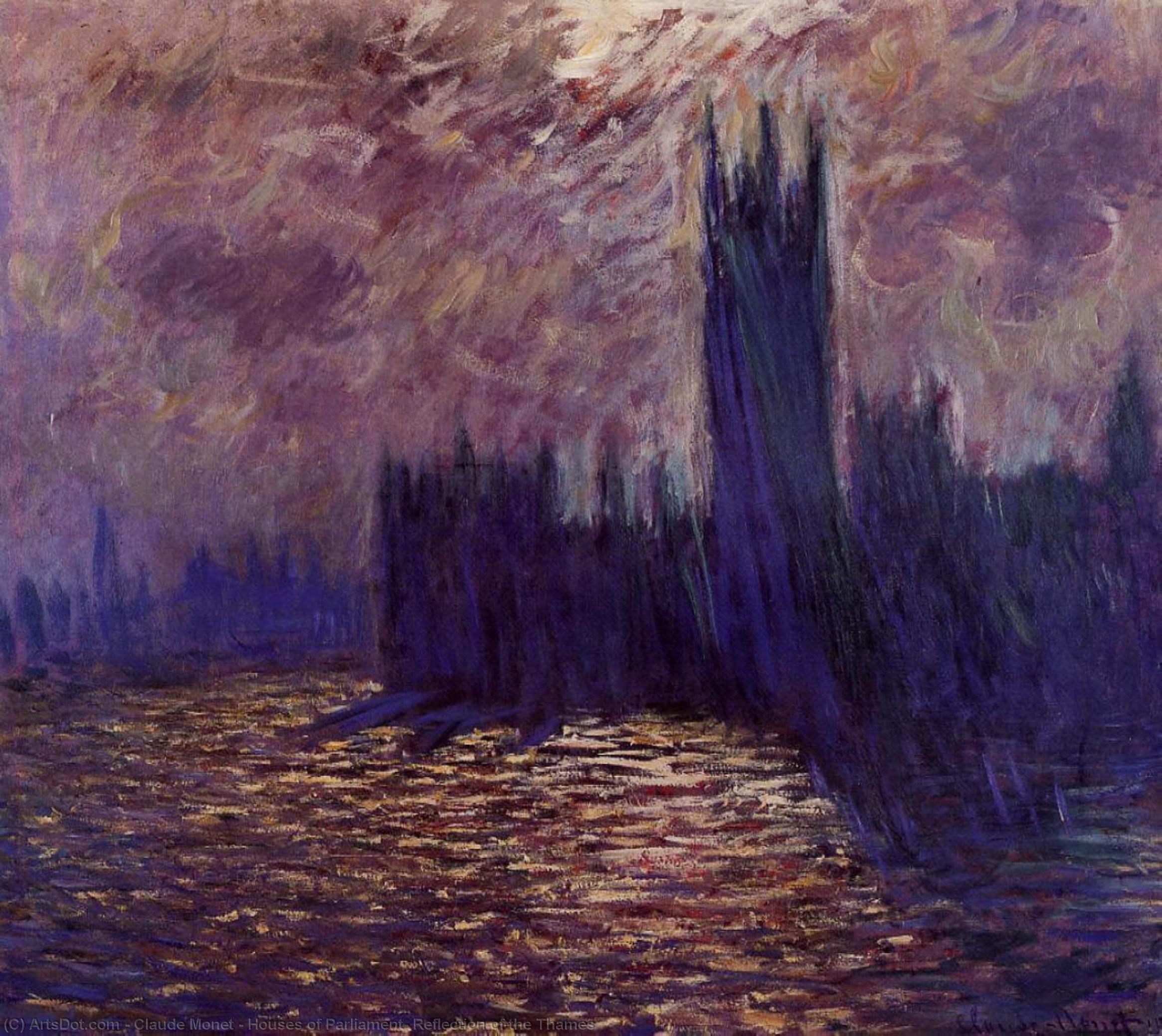 Order Paintings Reproductions Houses of Parliament, Reflection of the Thames, 1900 by Claude Monet (1840-1926, France) | ArtsDot.com