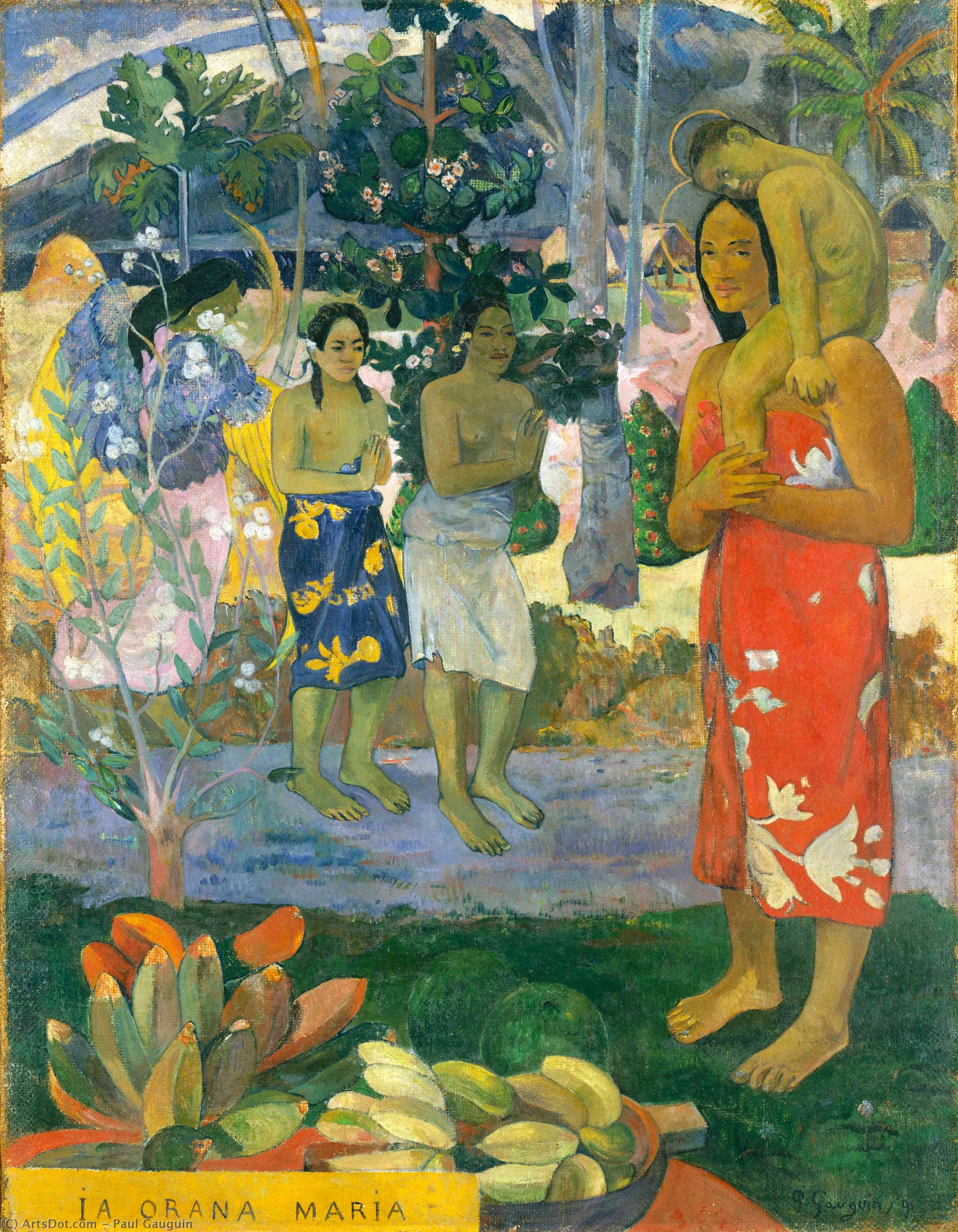 Holen Kunstreproduktionen Ia Orana Maria (auch bekannt als Hail Mary), 1891 von Paul Gauguin (1848-1903, France) | ArtsDot.com