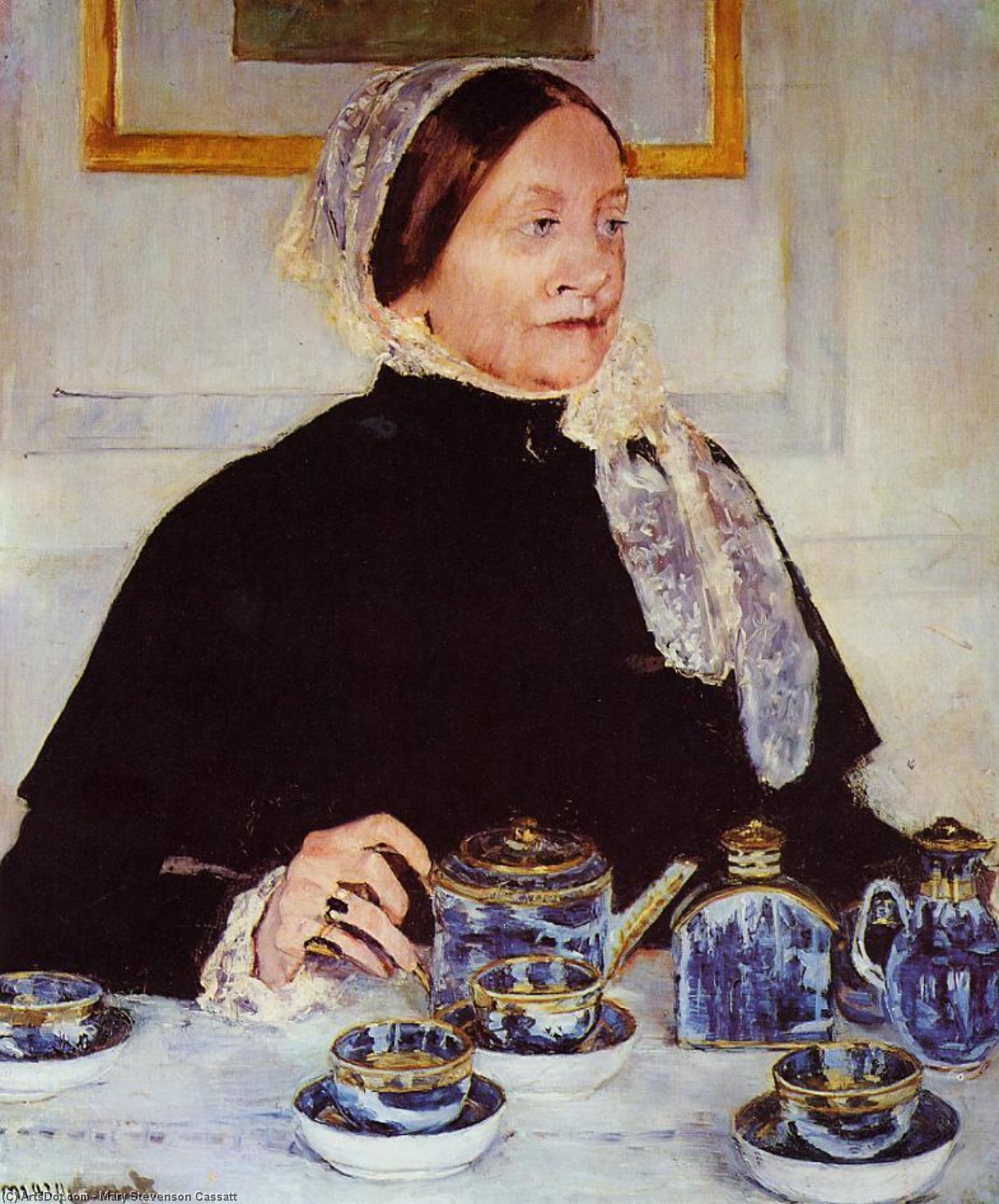 Ordem Reproduções De Pinturas Senhora na mesa de chá, 1883 por Mary Stevenson Cassatt (1843-1926, United States) | ArtsDot.com