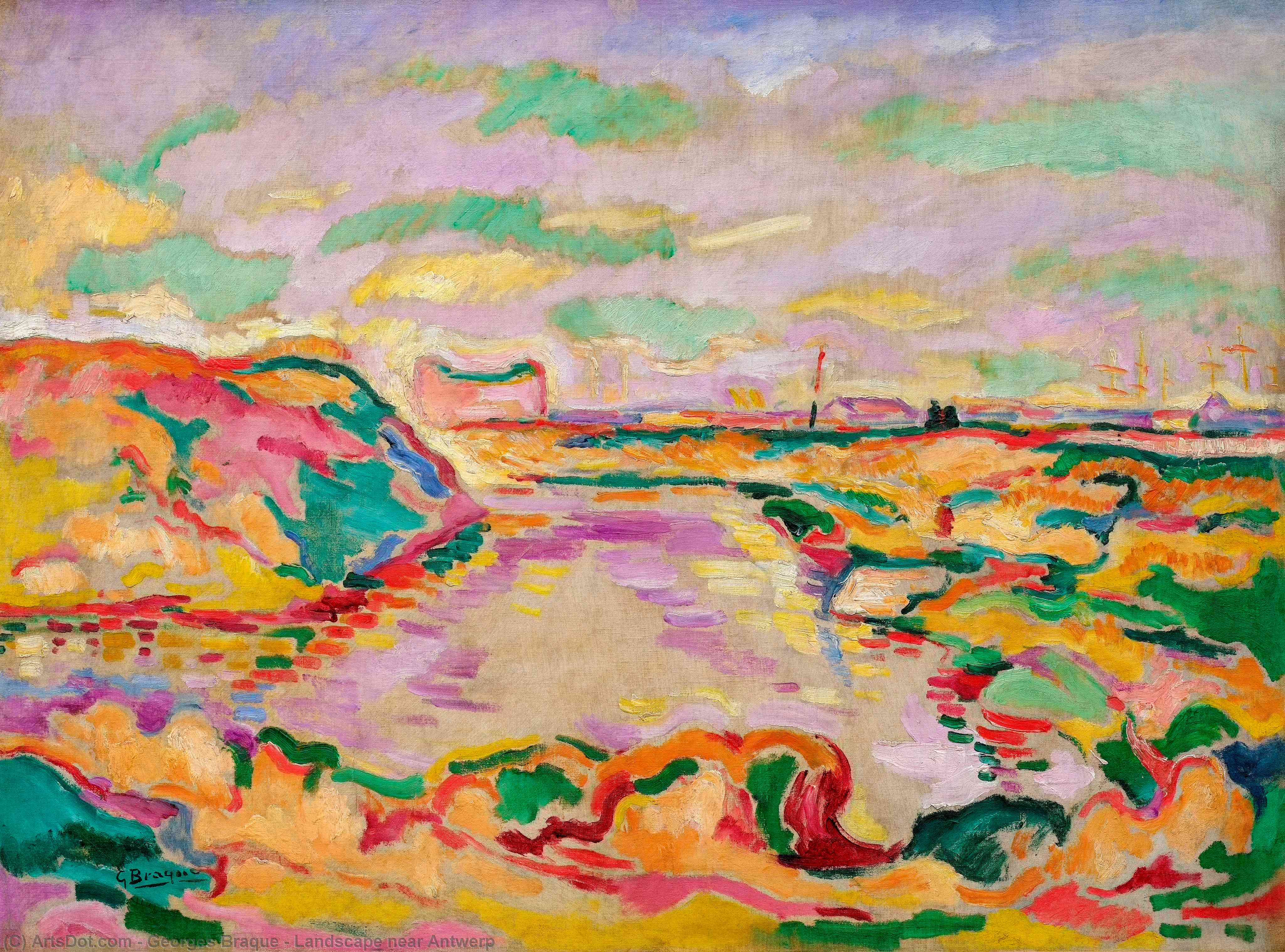 Ordinare Riproduzioni Di Belle Arti Paesaggio vicino Anversa, 1906 di Georges Braque (Ispirato da) (1882-1963, France) | ArtsDot.com