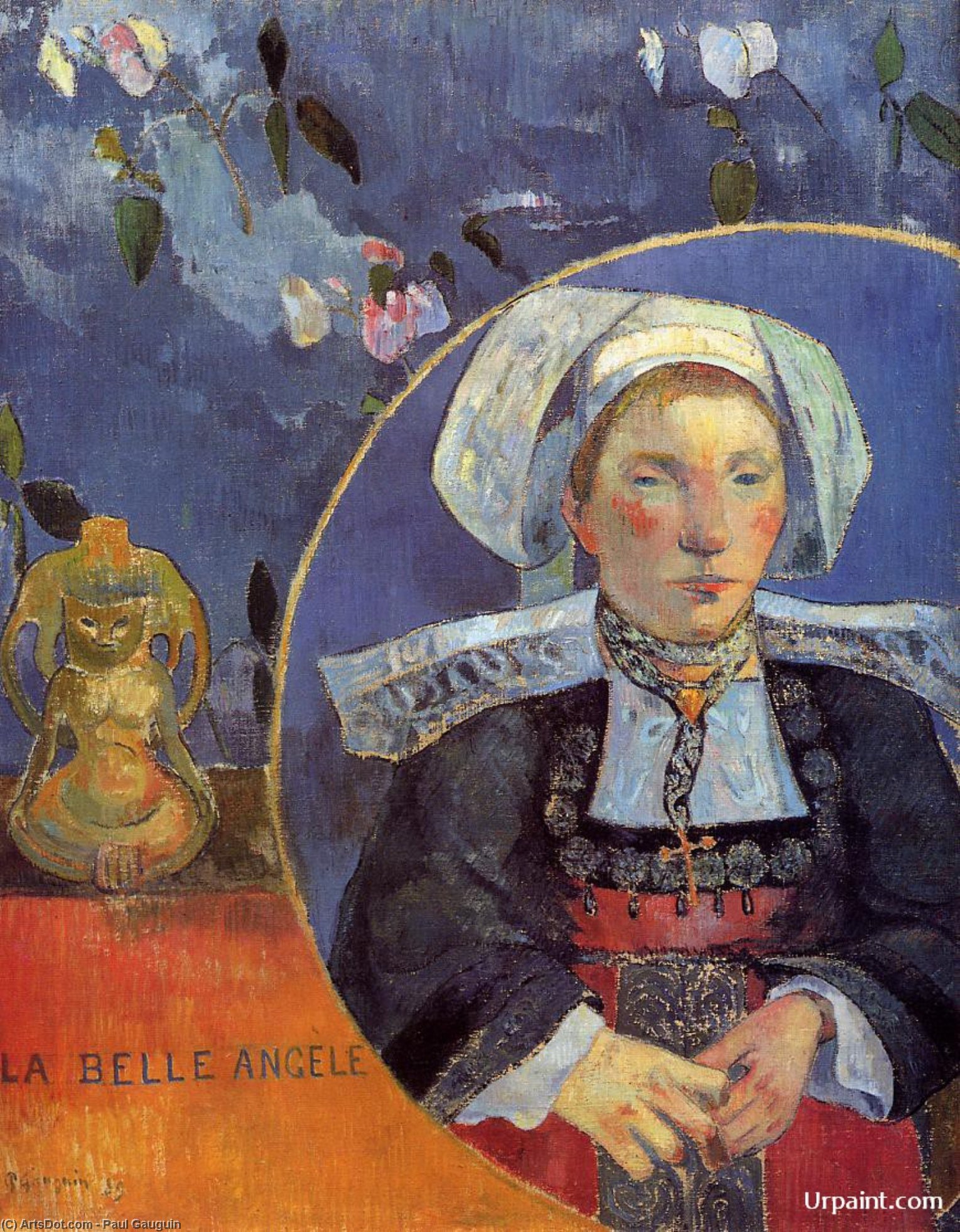 Order Art Reproductions La Belle Angele (also known as Madame Angele Satre, the Inkeeper at Pont-Aven), 1889 by Paul Gauguin (1848-1903, France) | ArtsDot.com