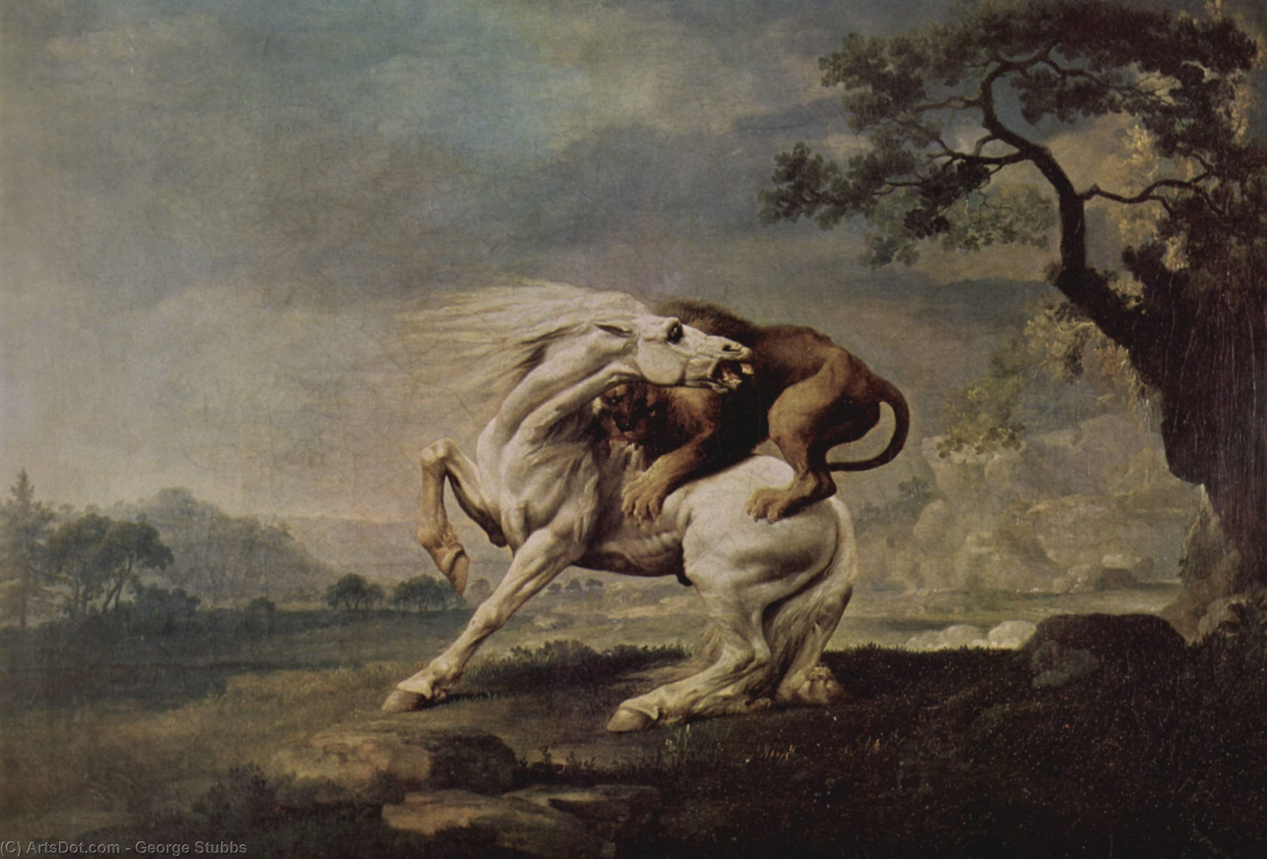 Ordinare Riproduzioni Di Quadri Leone Attaccare un cavallo, 1765 di George Stubbs (1724-1806, United Kingdom) | ArtsDot.com