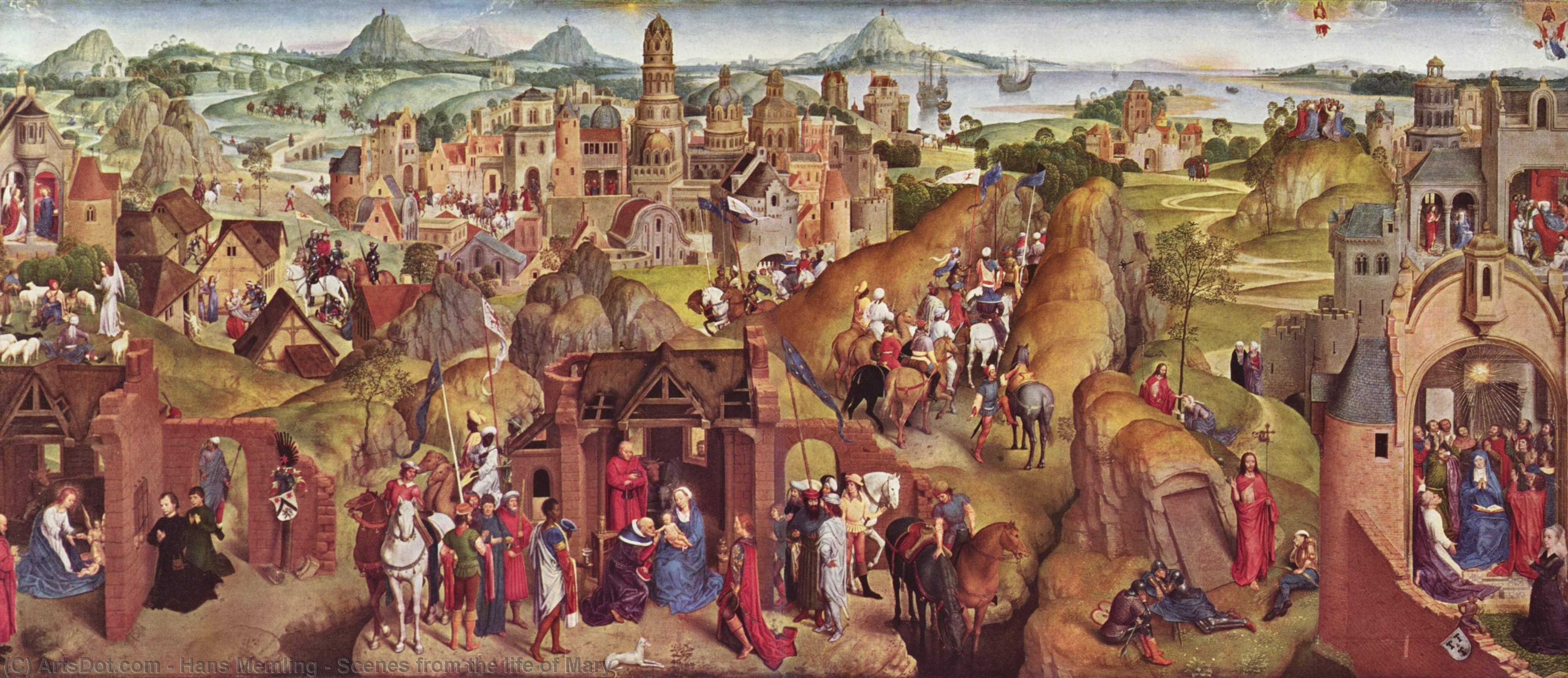 順序 油絵 メアリーの人生からの風景, 1480 バイ Hans Memling (1430-1494, Germany) | ArtsDot.com
