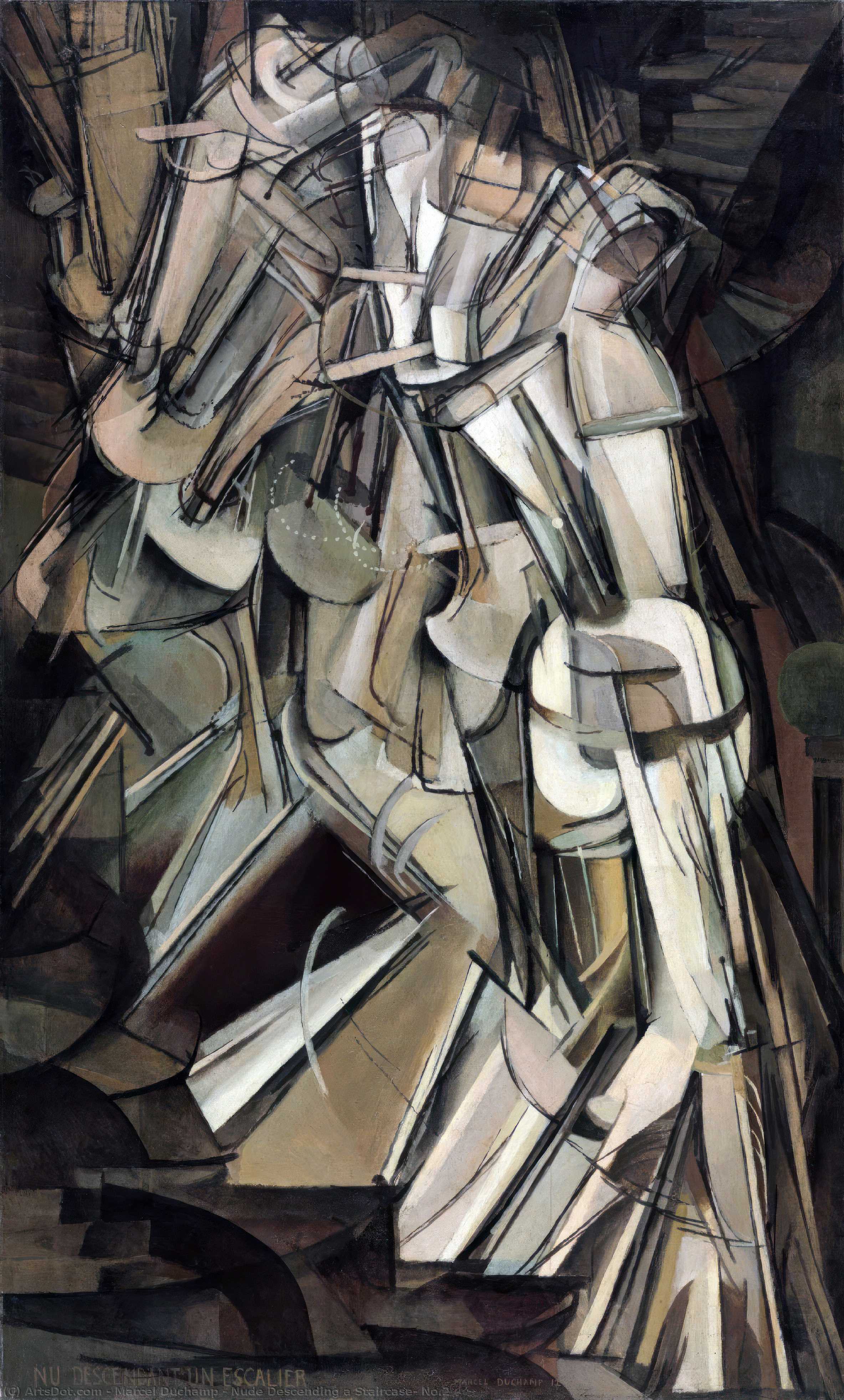 順序 絵画のコピー 階段を降る裸婦2番, 1912 バイ Marcel Duchamp (に触発された) (1887-1968, France) | ArtsDot.com
