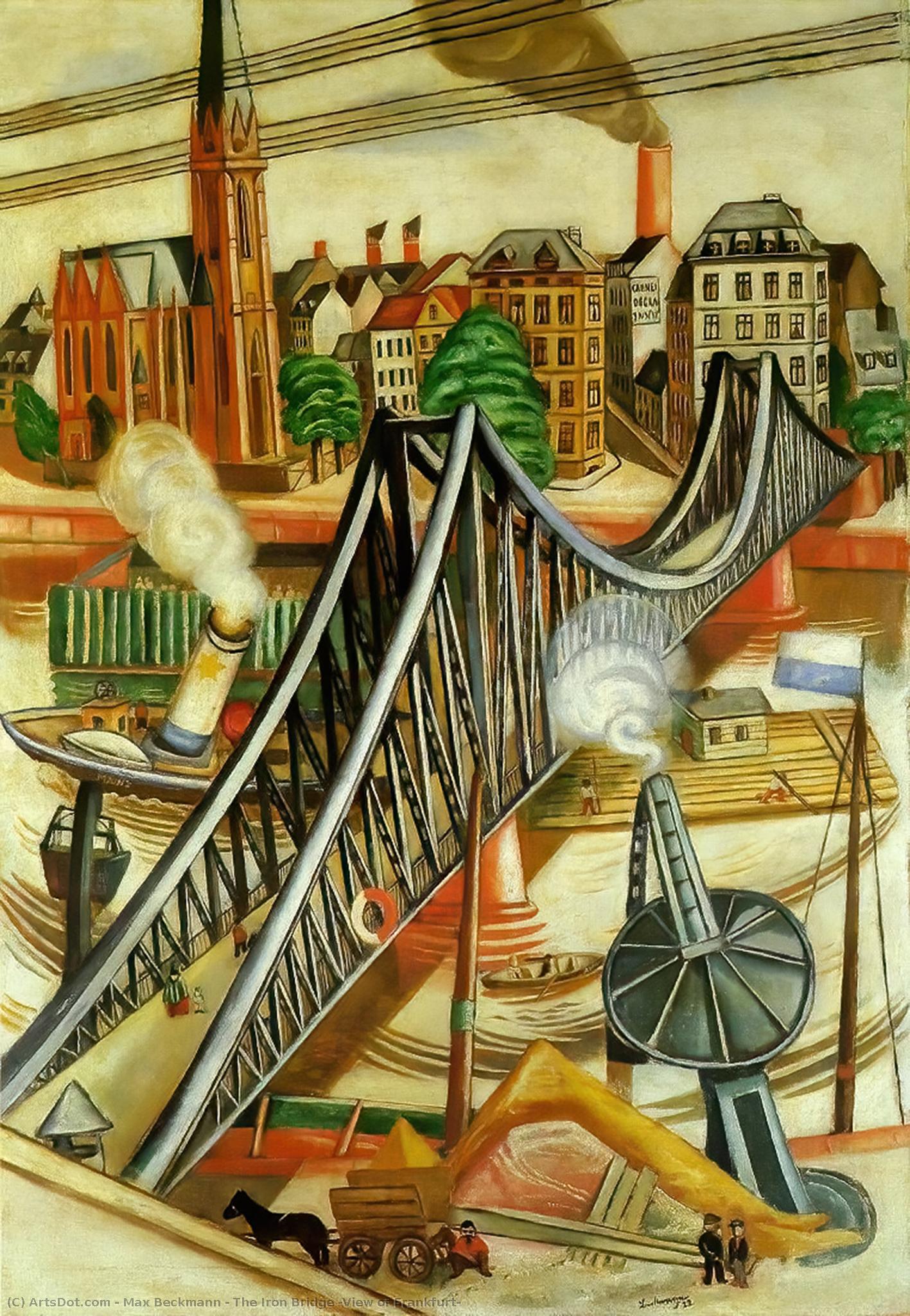 Order Paintings Reproductions The Iron Bridge (View of Frankfurt), 1922 by Max Beckmann (1884-1950, Germany) | ArtsDot.com