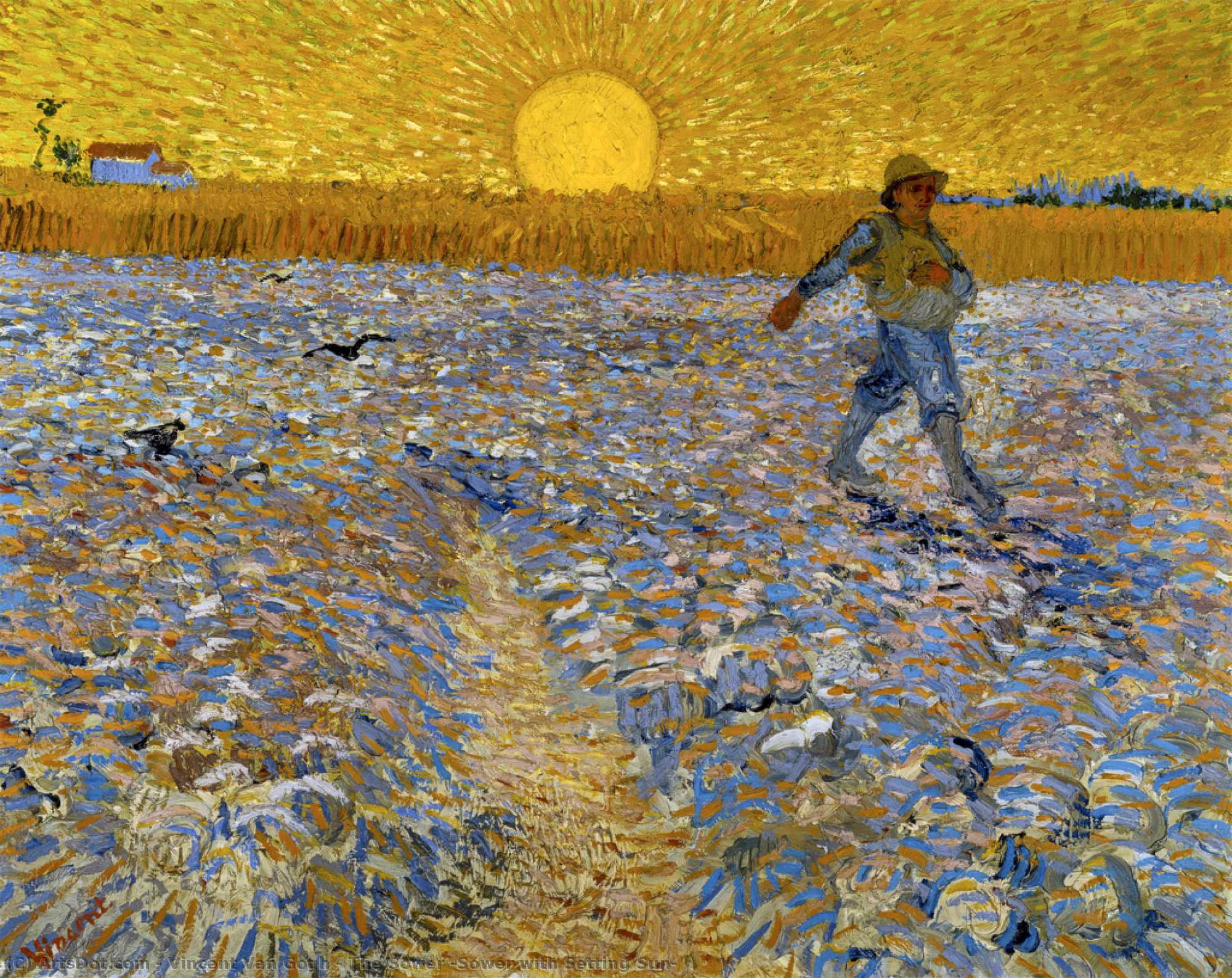 Order Paintings Reproductions The Sower (Sower with Setting Sun), 1888 by Vincent Van Gogh (1853-1890, Netherlands) | ArtsDot.com
