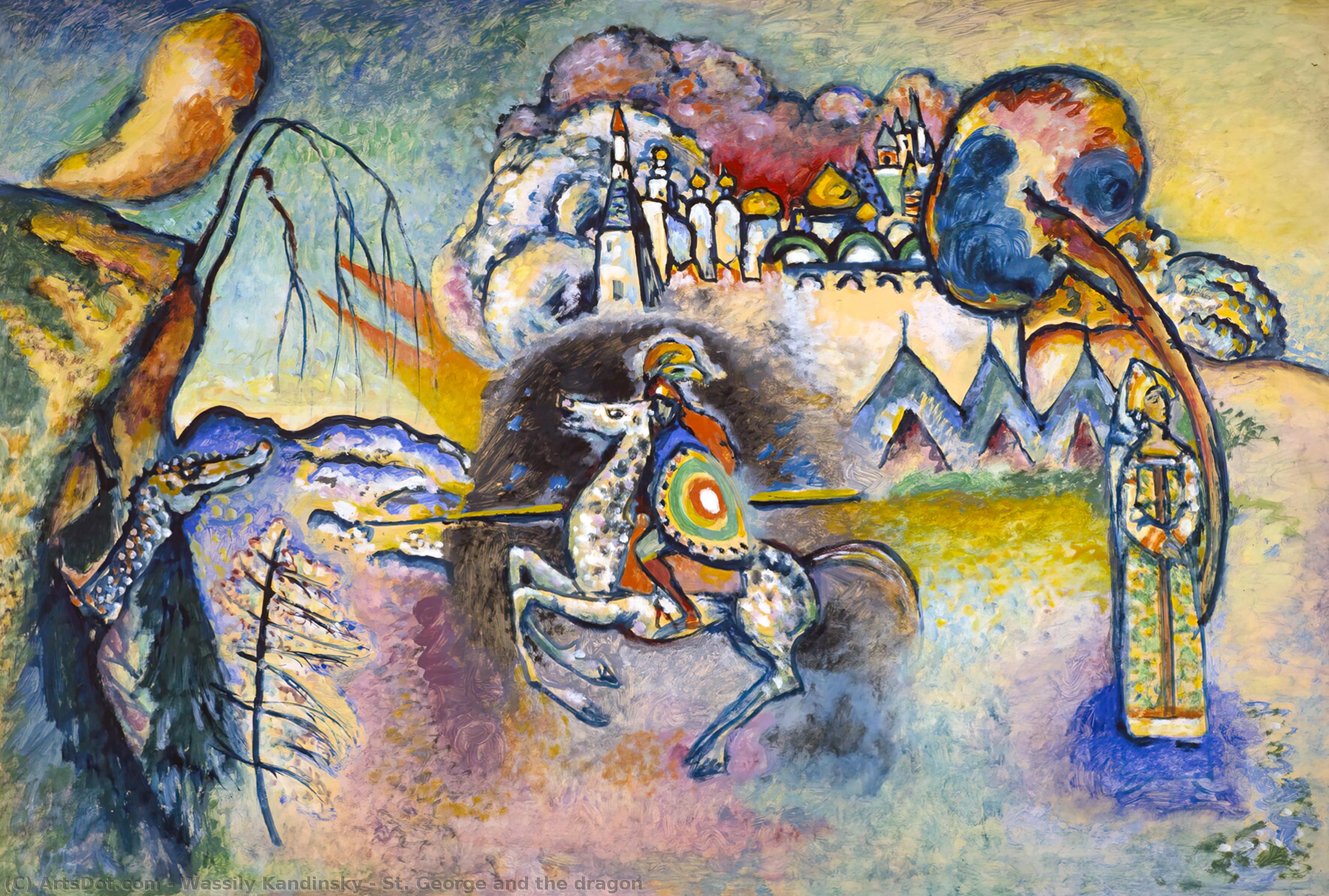 顺序 油畫 圣乔治和德拉贡, 1915 通过 Wassily Kandinsky (1866-1944, Russia) | ArtsDot.com