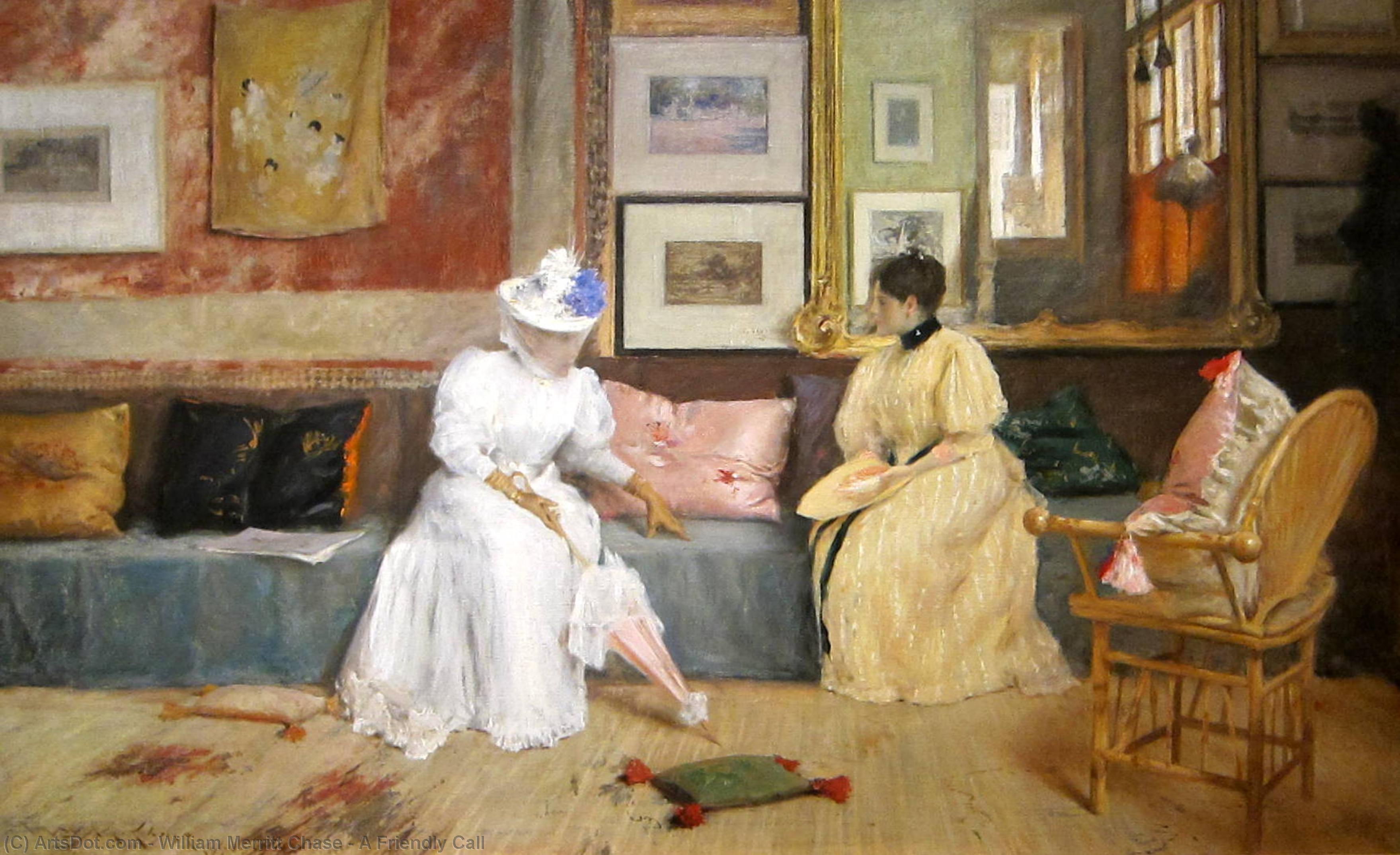 顺序 油畫 一个友好的呼叫, 1895 通过 William Merritt Chase (1849-1916, United States) | ArtsDot.com
