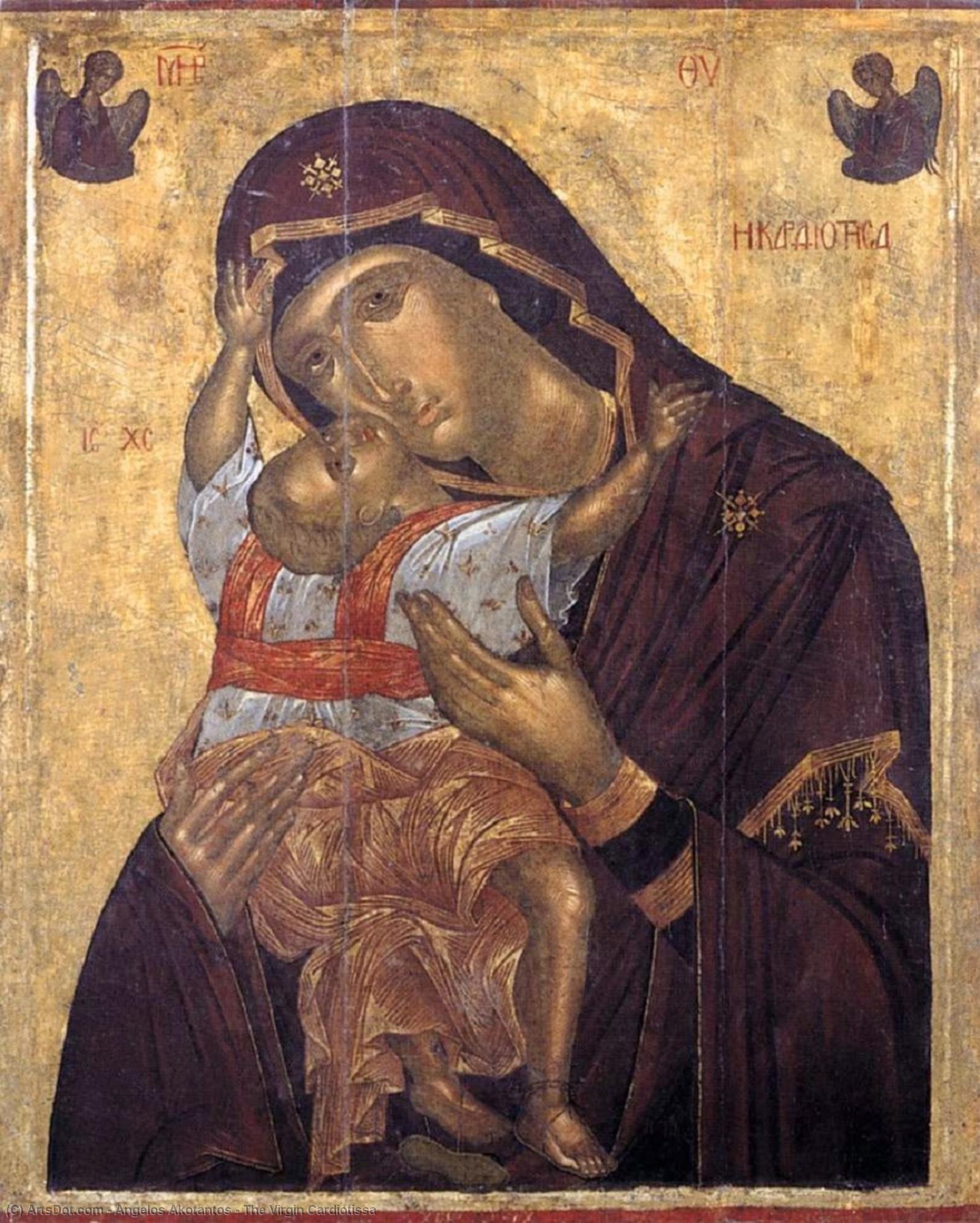 Order Paintings Reproductions The Virgin Cardiotissa, 1400 by Angelos Akotantos (1390-1450, Greece) | ArtsDot.com