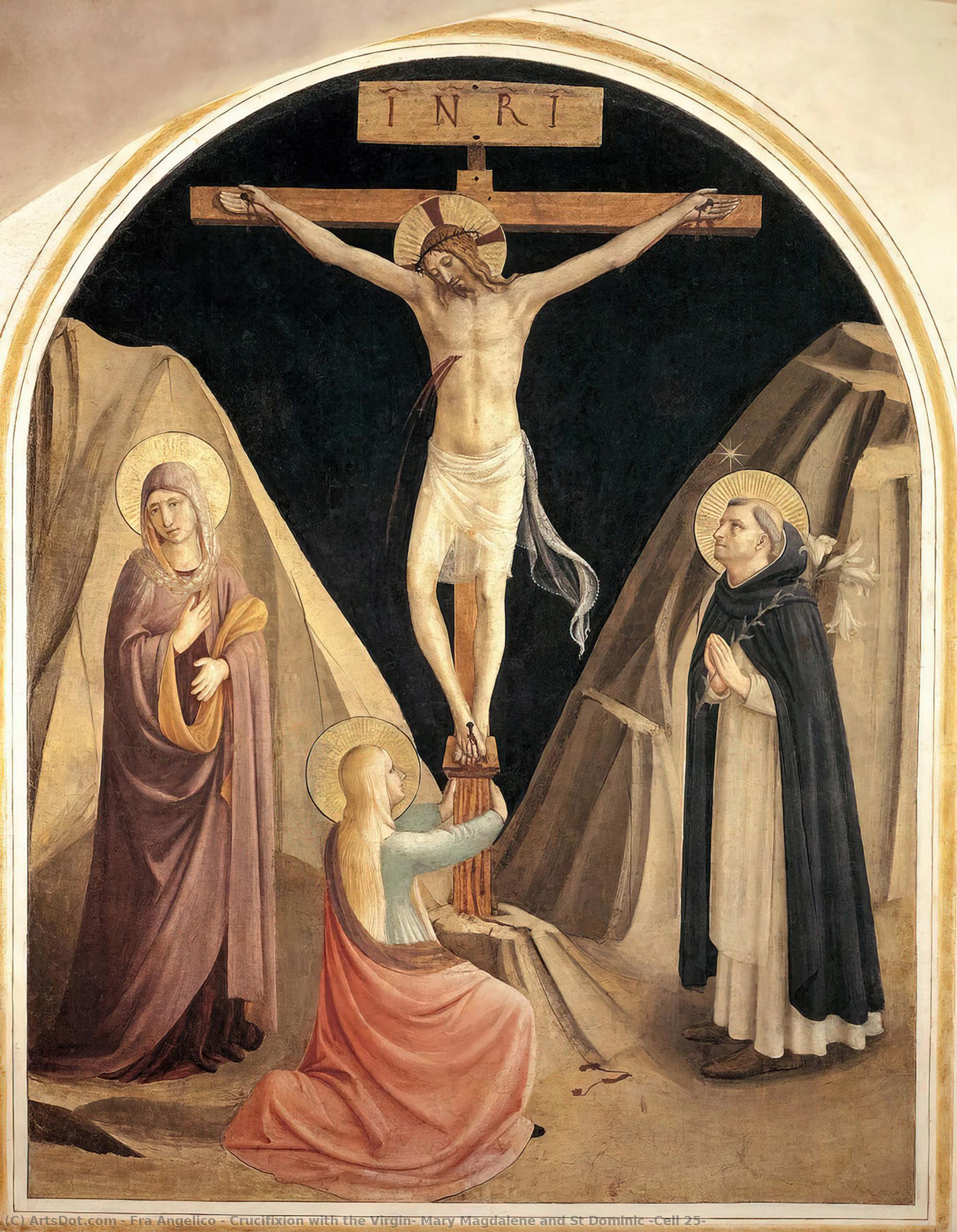 Order Oil Painting Replica Crucifixion with the Virgin, Mary Magdalene and St Dominic (Cell 25), 1441 by Fra Angelico (1395-1455, Italy) | ArtsDot.com