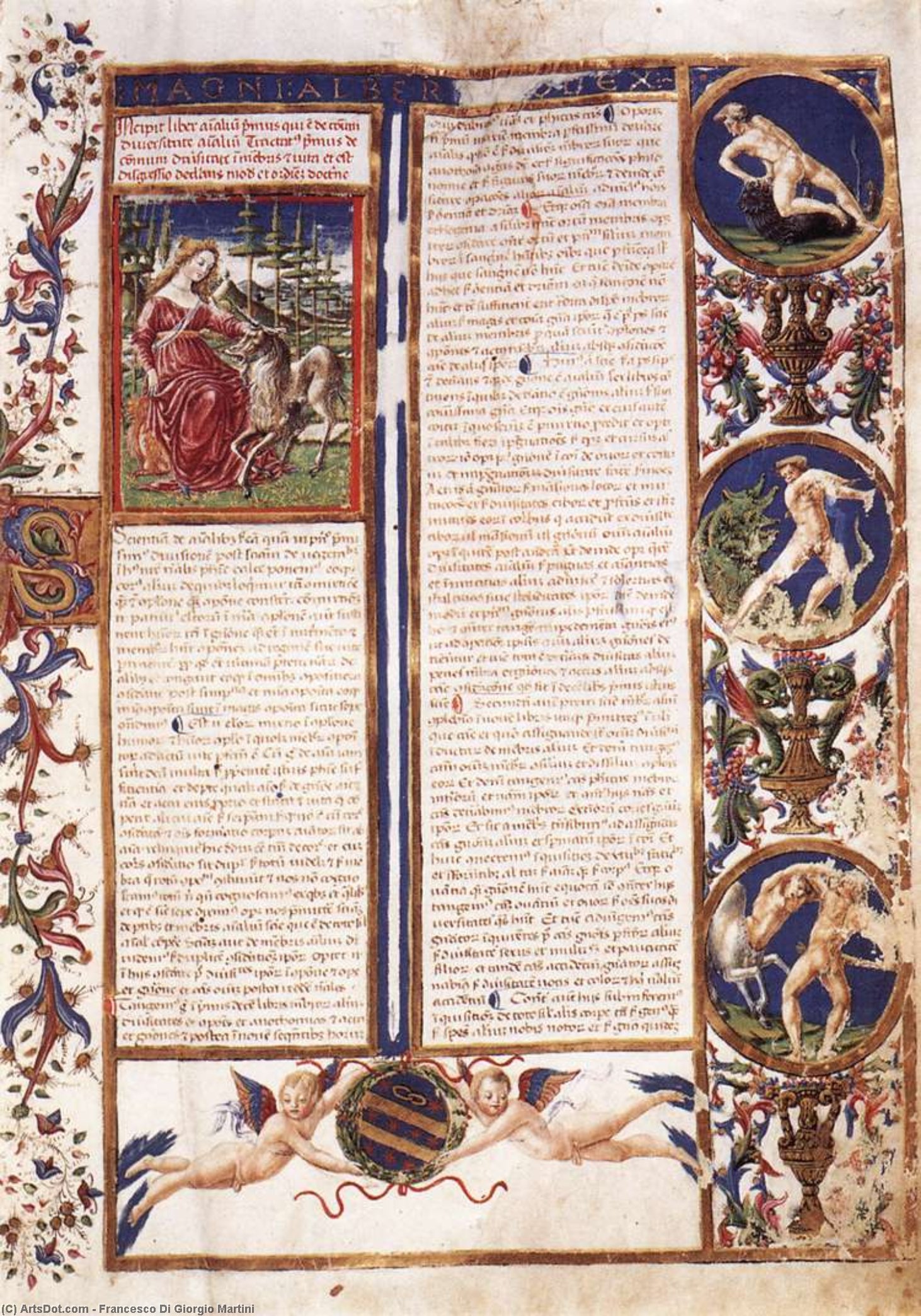 Order Oil Painting Replica First page of the Codex De Animalibus, 1463 by Francesco Di Giorgio Martini (1439-1502, Italy) | ArtsDot.com