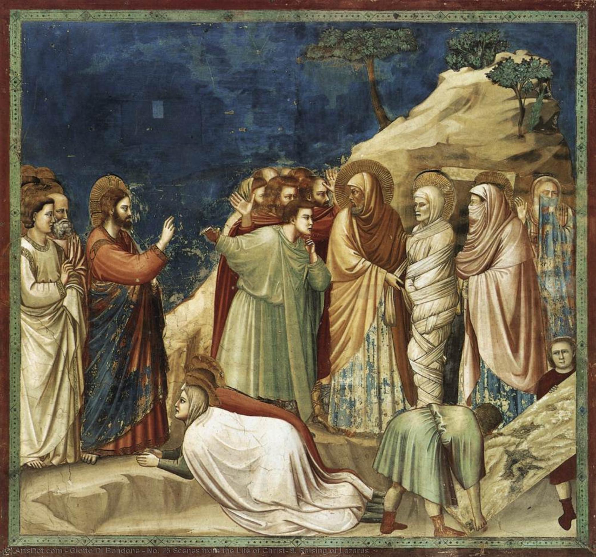 Order Paintings Reproductions No. 25 Scenes from the Life of Christ: 9. Raising of Lazarus, 1304 by Giotto Di Bondone (1267-1337, Italy) | ArtsDot.com