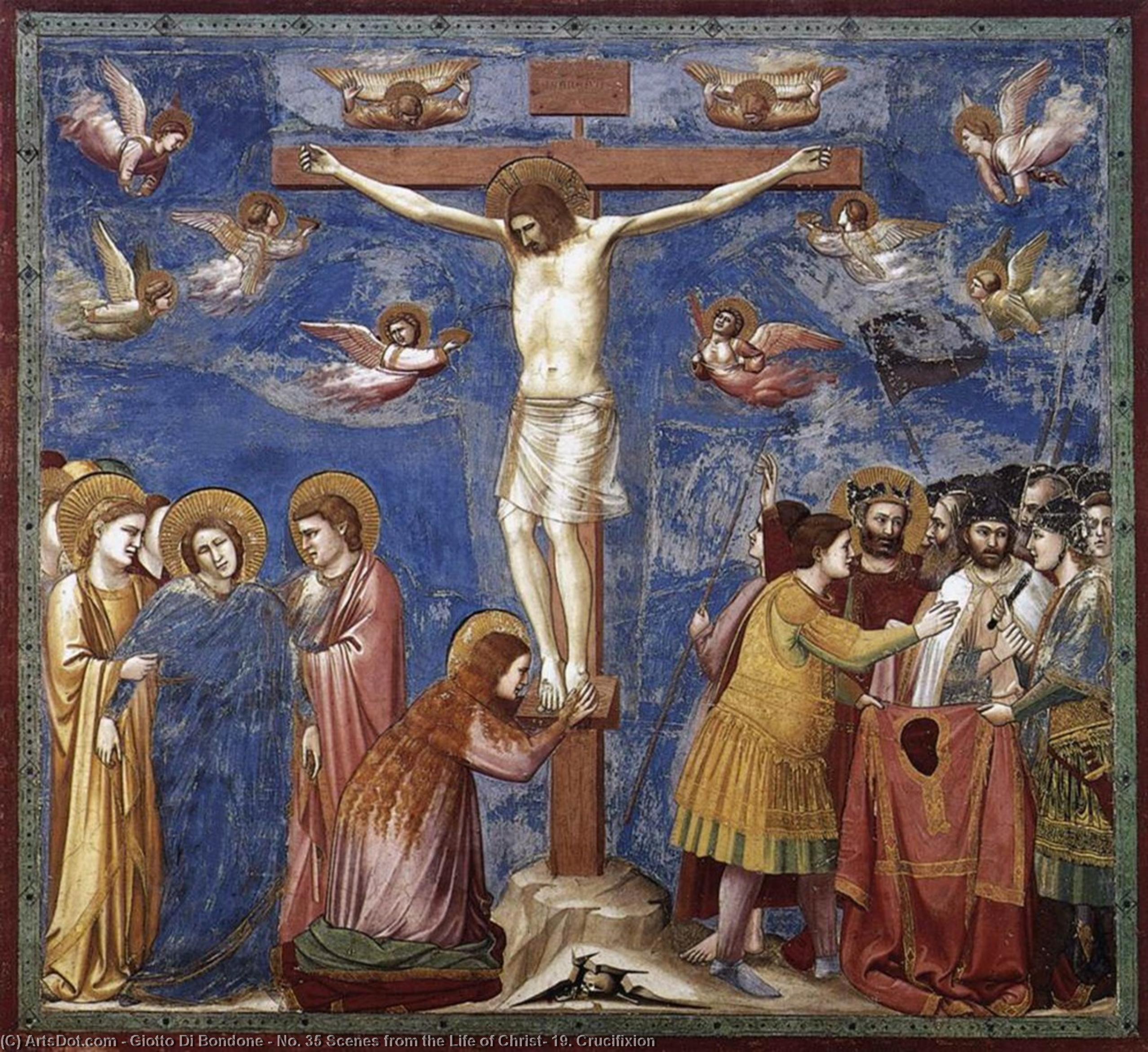 Order Paintings Reproductions No. 35 Scenes from the Life of Christ: 19. Crucifixion, 1304 by Giotto Di Bondone (1267-1337, Italy) | ArtsDot.com