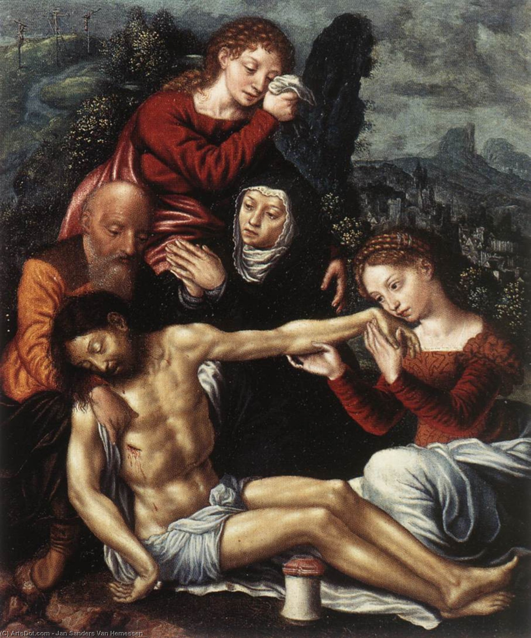 Order Paintings Reproductions The Lamentation of Christ by Jan Sanders Van Hemessen (1500-1566, Belgium) | ArtsDot.com