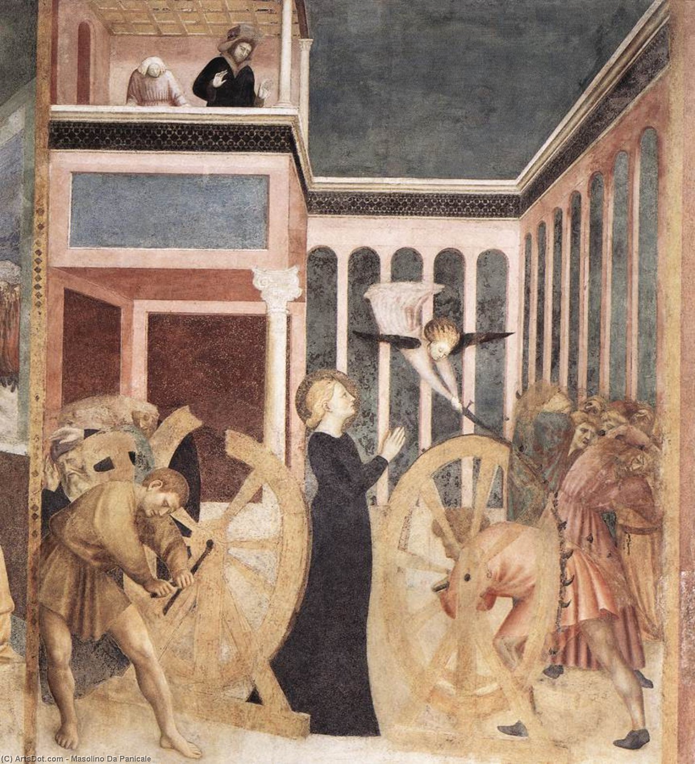 购买 博物馆艺术复制品，艺术复制品，绘画复制品，博物馆质量版画，美术复制品，着名绘画复制品，博物馆品质复制品，帆布艺术版画 圣凯瑟琳的烈士, 1428 通过 Masolino Da Panicale (1383-1447, Italy) | ArtsDot.com