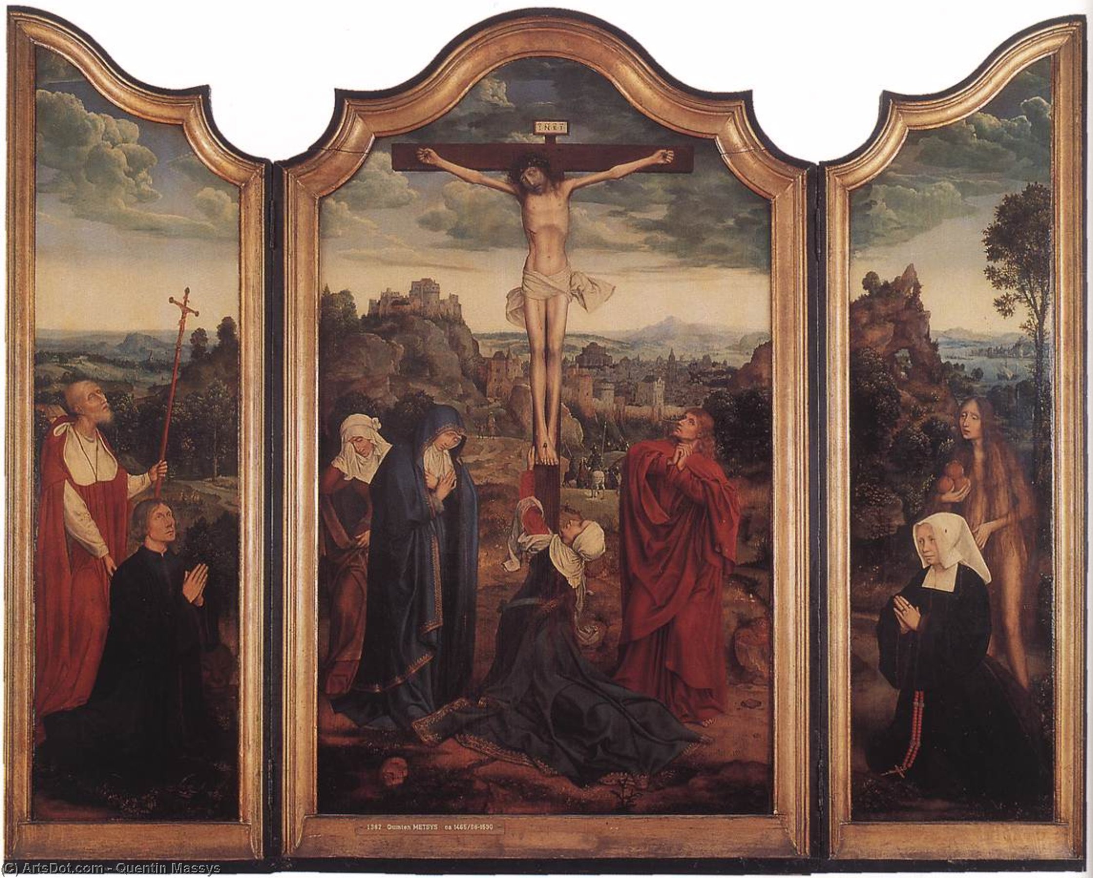Buy Museum Art Reproductions Christ on the Cross with Donors, 1520 by Quentin Massys (1466-1530, Belgium) | ArtsDot.com