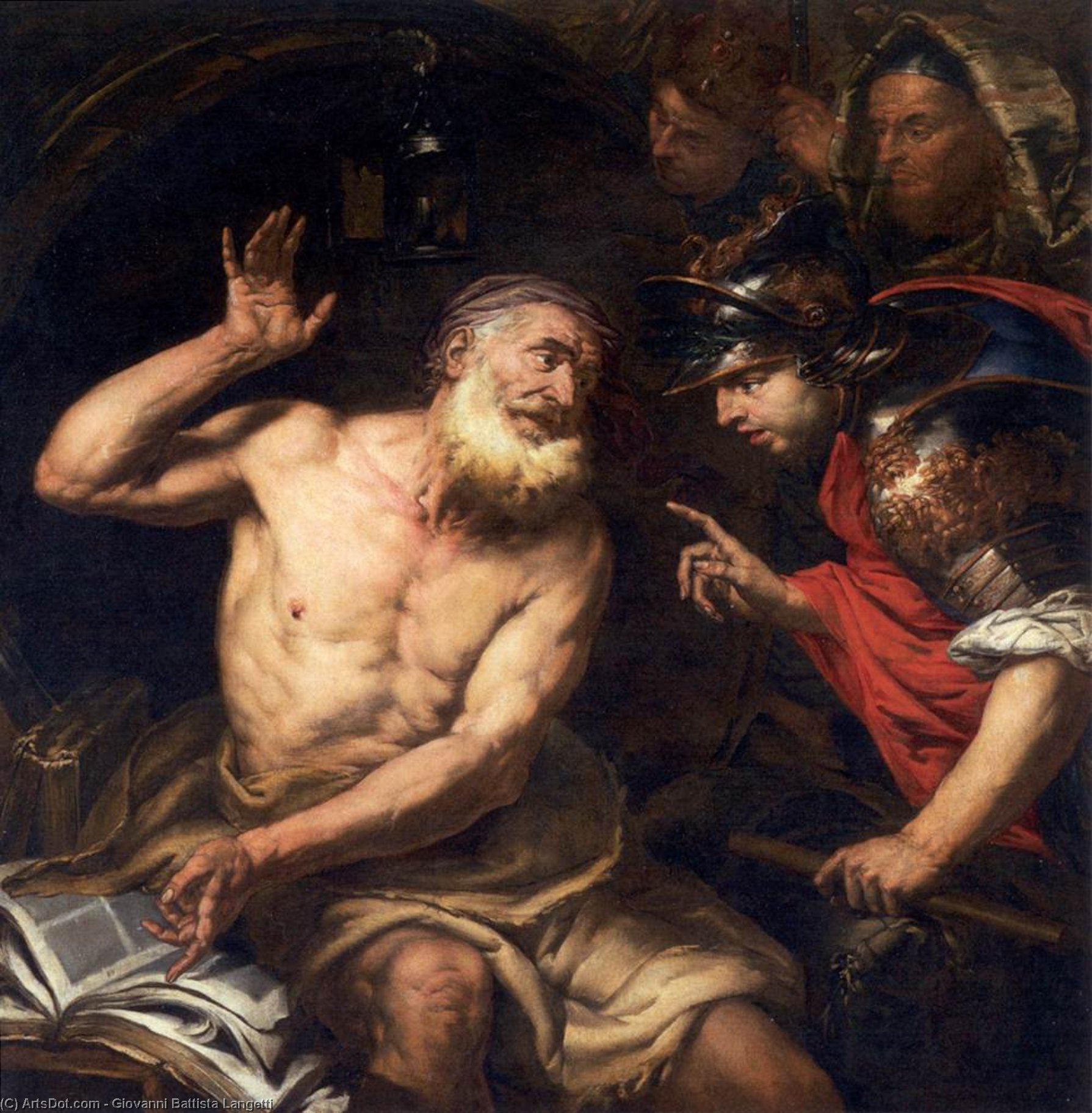 Buy Museum Art Reproductions Diogenes and Alexander, 1650 by Giovanni Battista Langetti (1635-1676, Italy) | ArtsDot.com