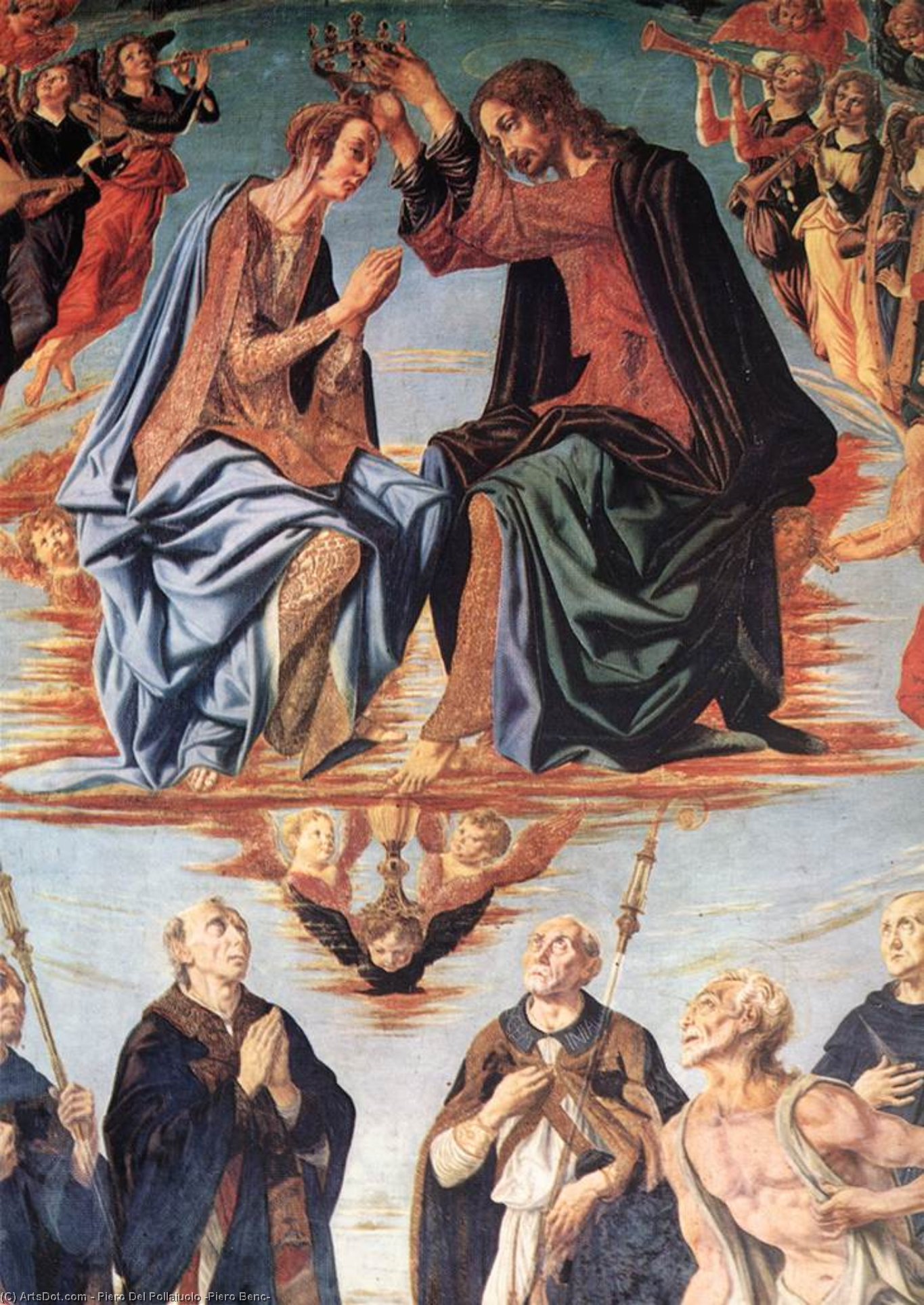 Order Paintings Reproductions Coronation of the Virgin, 1483 by Piero Del Pollaiuolo (Piero Benc) (1443-1496, Italy) | ArtsDot.com