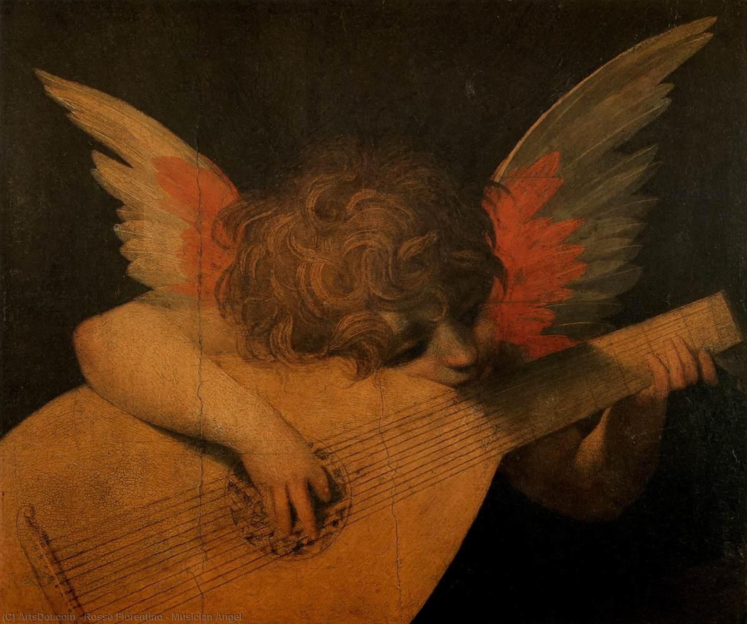 Kauf Museum Kunstreproduktionen Musikalischer Engel, 1520 von Rosso Fiorentino (1495-1540, Italy) | ArtsDot.com