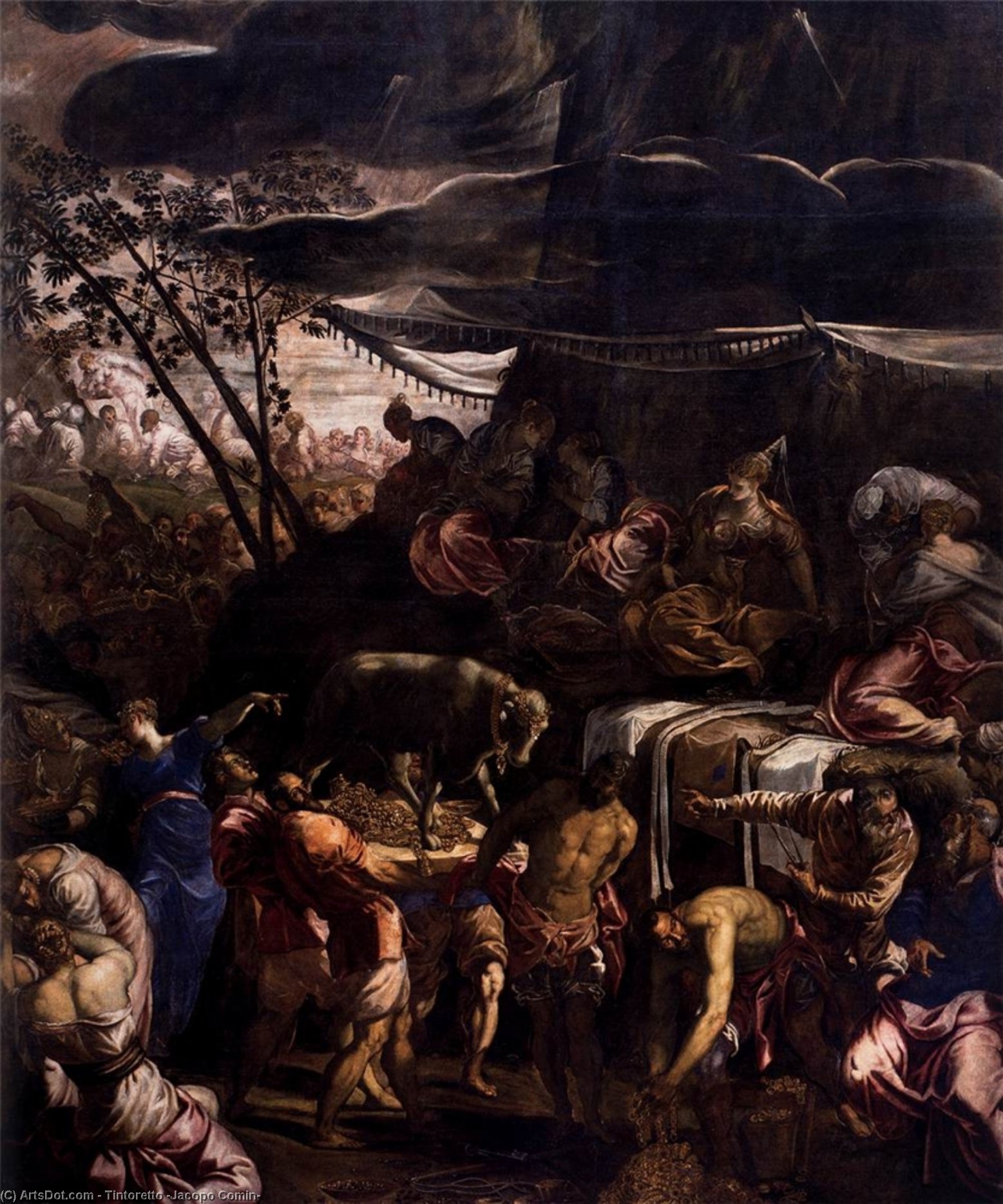 Order Paintings Reproductions Moses Receiving the Tables of the Law (detail), 1560 by Tintoretto (Jacopo Comin) (1518-1594, Italy) | ArtsDot.com