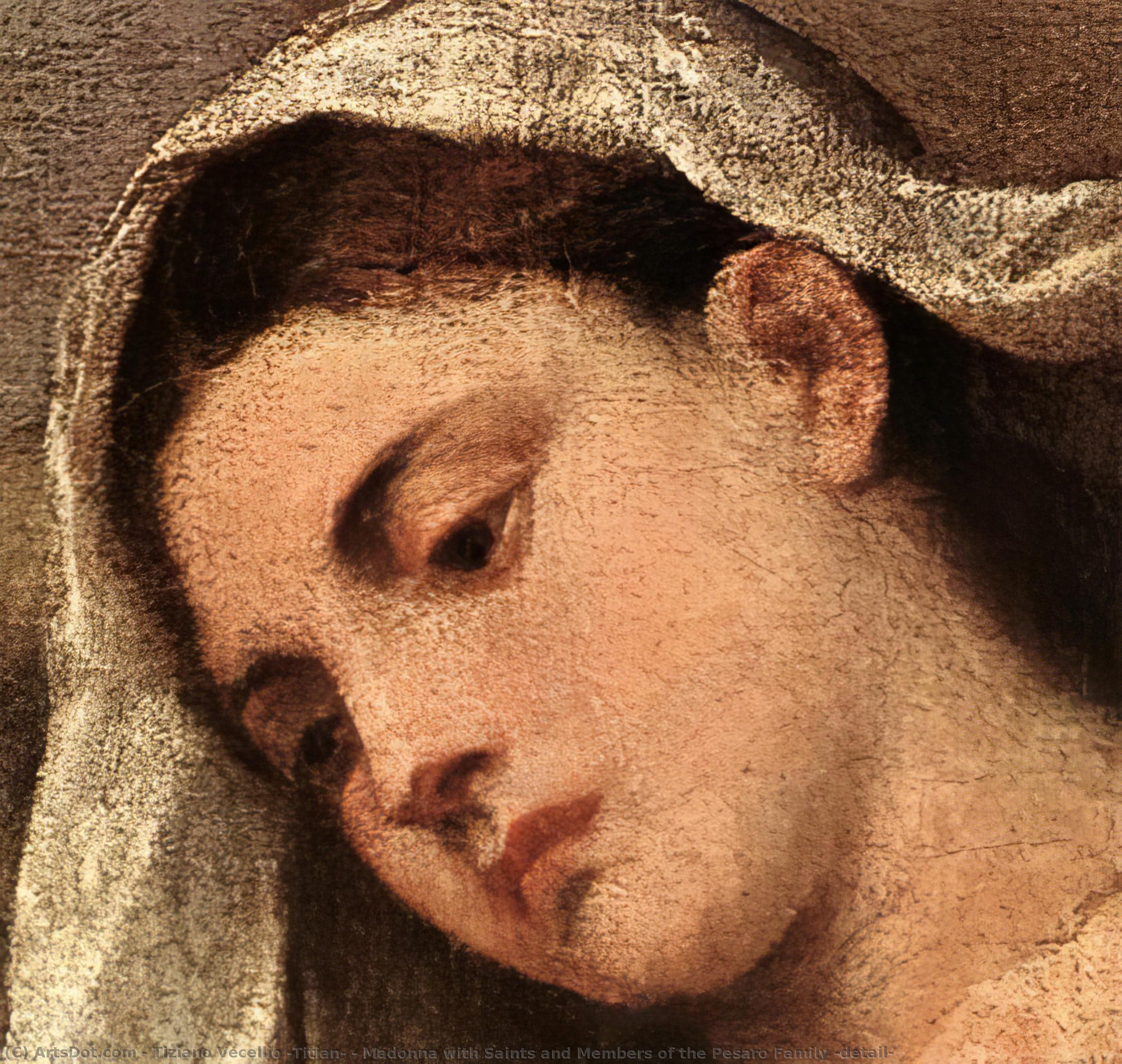 购买 博物馆艺术复制品，艺术复制品，绘画复制品，博物馆质量版画，美术复制品，着名绘画复制品，博物馆品质复制品，帆布艺术版画 Madonna with Saints and Members of the Pesaro Family (detail), 1519 通过 Tiziano Vecellio (Titian) (1490-1576, Italy) | ArtsDot.com