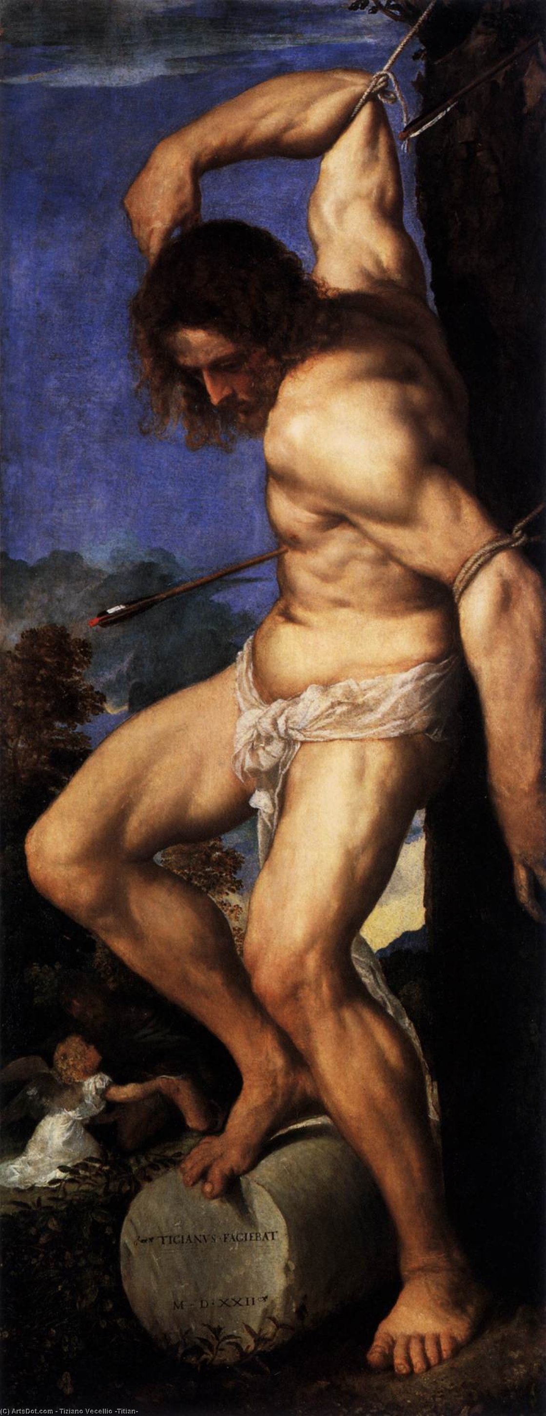 Ordinare Riproduzioni Di Quadri Polittico della Resurrezione: San Sebastiano, 1520 di Tiziano Vecellio (Titian) (1490-1576, Italy) | ArtsDot.com