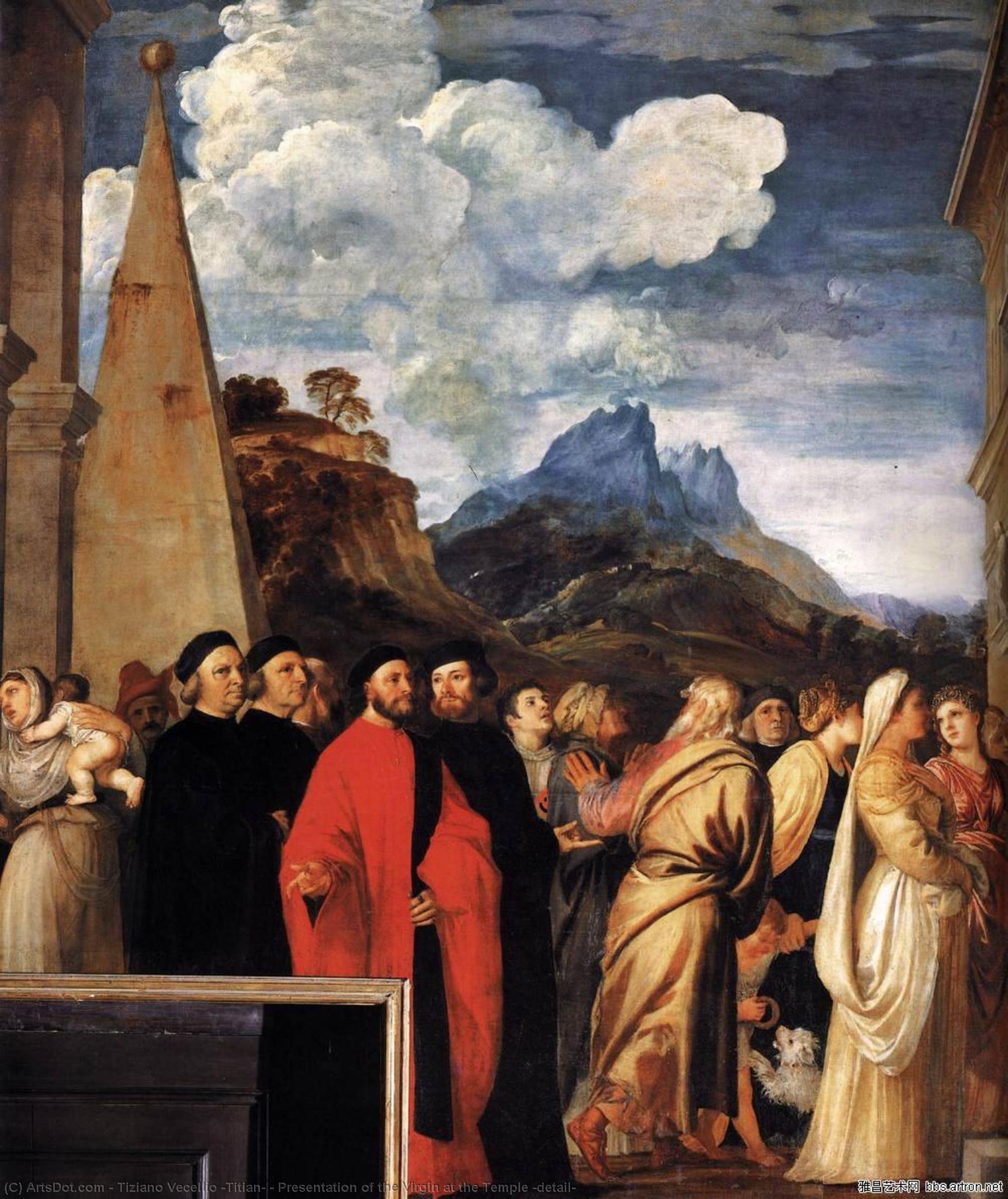 顺序 手工油畫 圣母在圣殿的介绍(详细介绍), 1534 通过 Tiziano Vecellio (Titian) (1490-1576, Italy) | ArtsDot.com