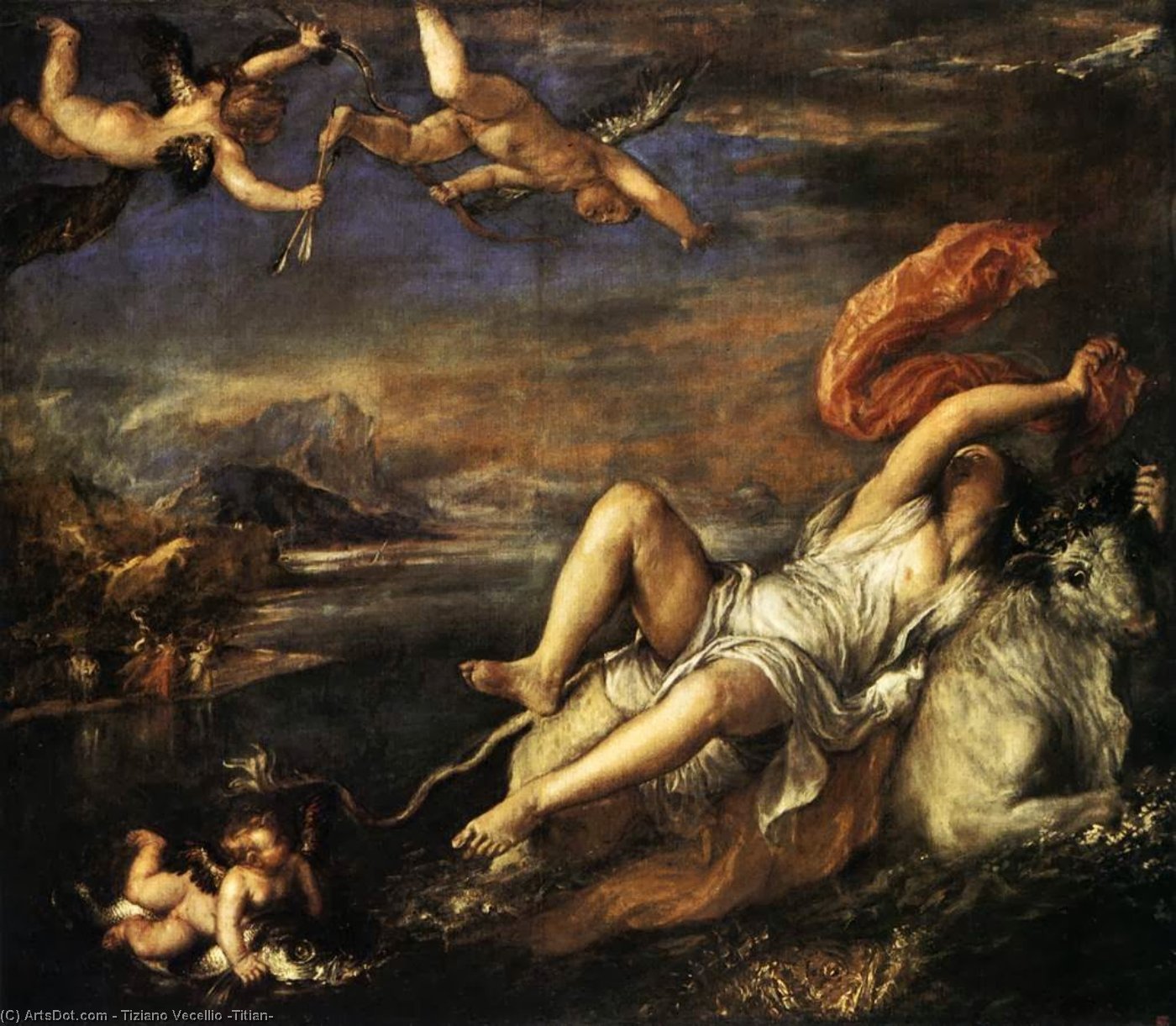 Ordinare Riproduzioni Di Quadri Rape di Europa, 1559 di Tiziano Vecellio (Titian) (1490-1576, Italy) | ArtsDot.com