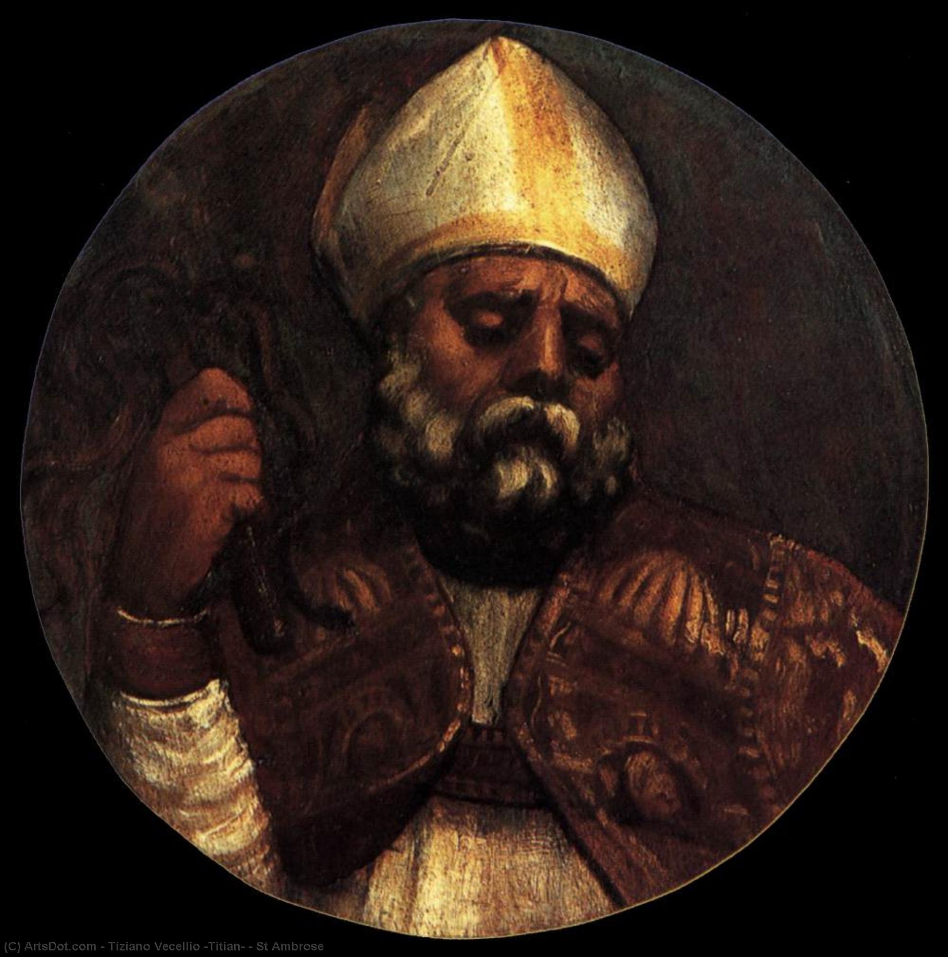顺序 藝術再現 St Ambrose 。 通过 Tiziano Vecellio (Titian) (1490-1576, Italy) | ArtsDot.com