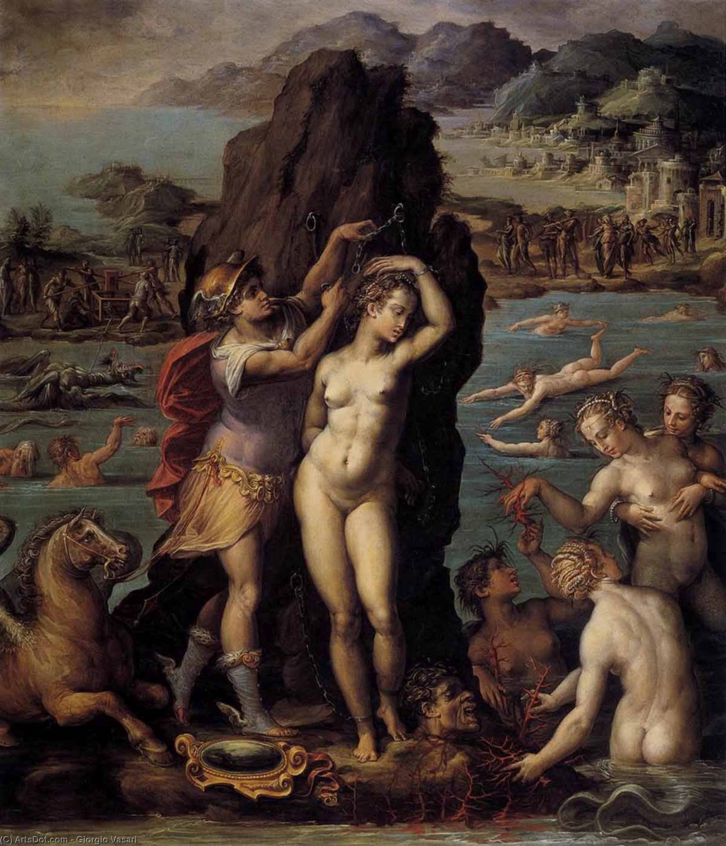 顺序 油畫 Perseus and Andromeda 。, 1570 通过 Giorgio Vasari (1511-1574, Italy) | ArtsDot.com