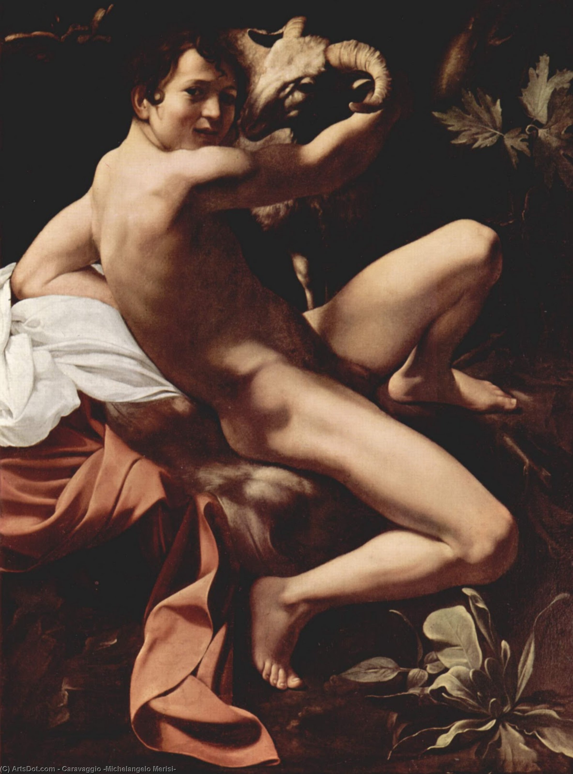 Pedir Reproducciones De Bellas Artes San Juan Bautista (Juventud con Ram), 1600 de Caravaggio (Michelangelo Merisi) (1571-1610, Spain) | ArtsDot.com