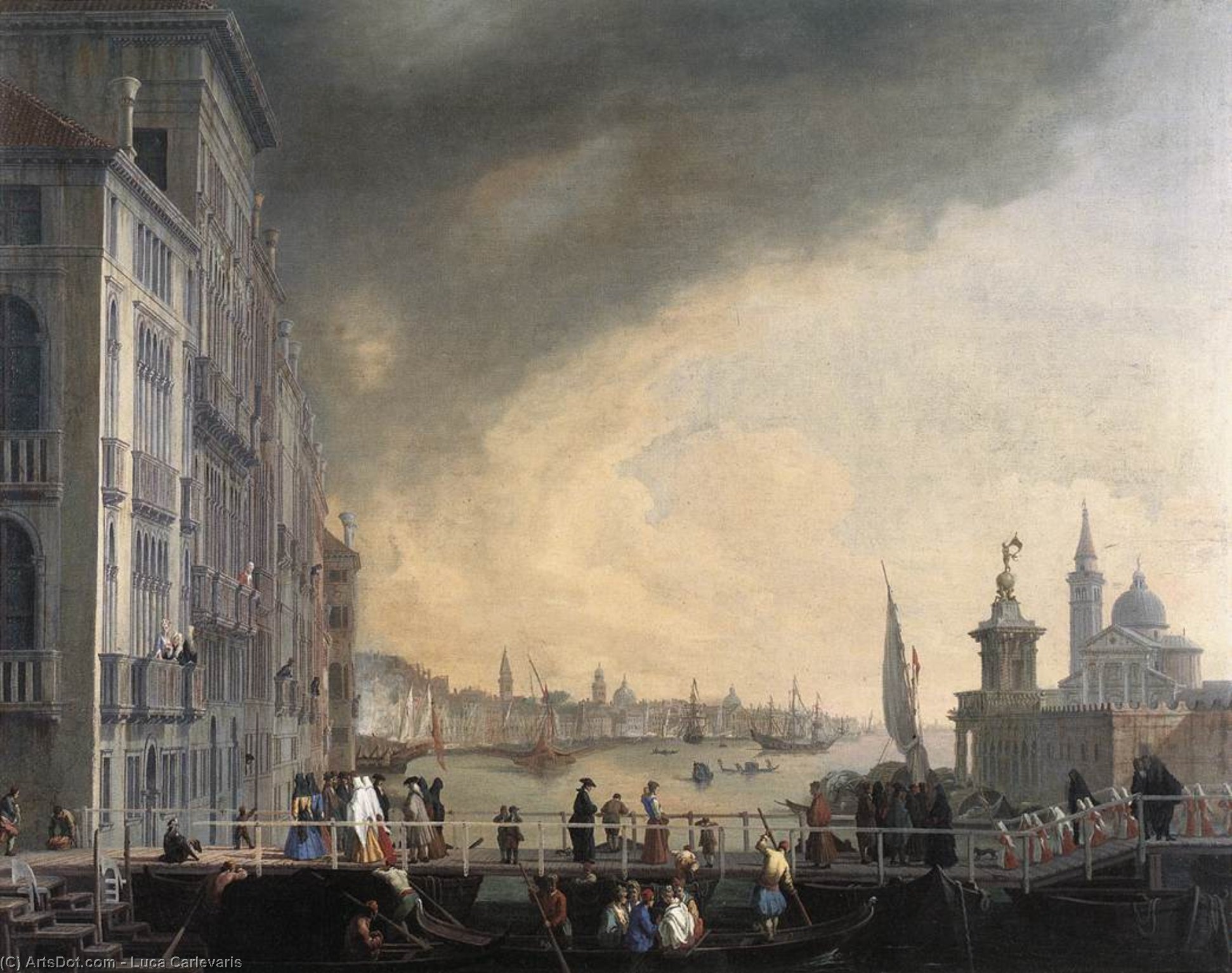 Order Art Reproductions The Bridge for the Feast of the Madonna della Salute, 1720 by Luca Carlevaris (1663-1730, Italy) | ArtsDot.com