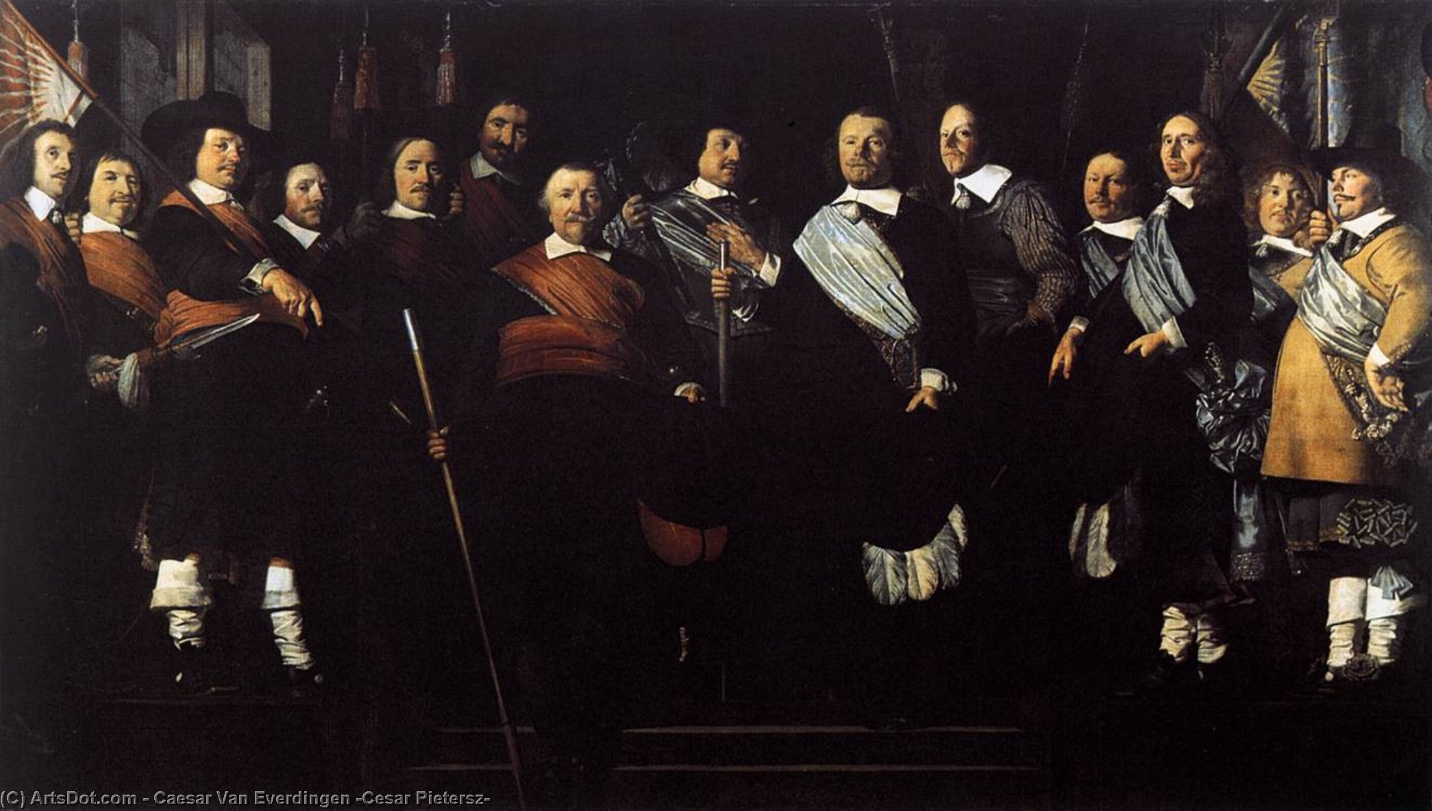 Order Artwork Replica Officers and Standard-Bearers of the Old Civic Guard, 1657 by Caesar Van Everdingen (Cesar Pietersz) (1616-1678, Netherlands) | ArtsDot.com