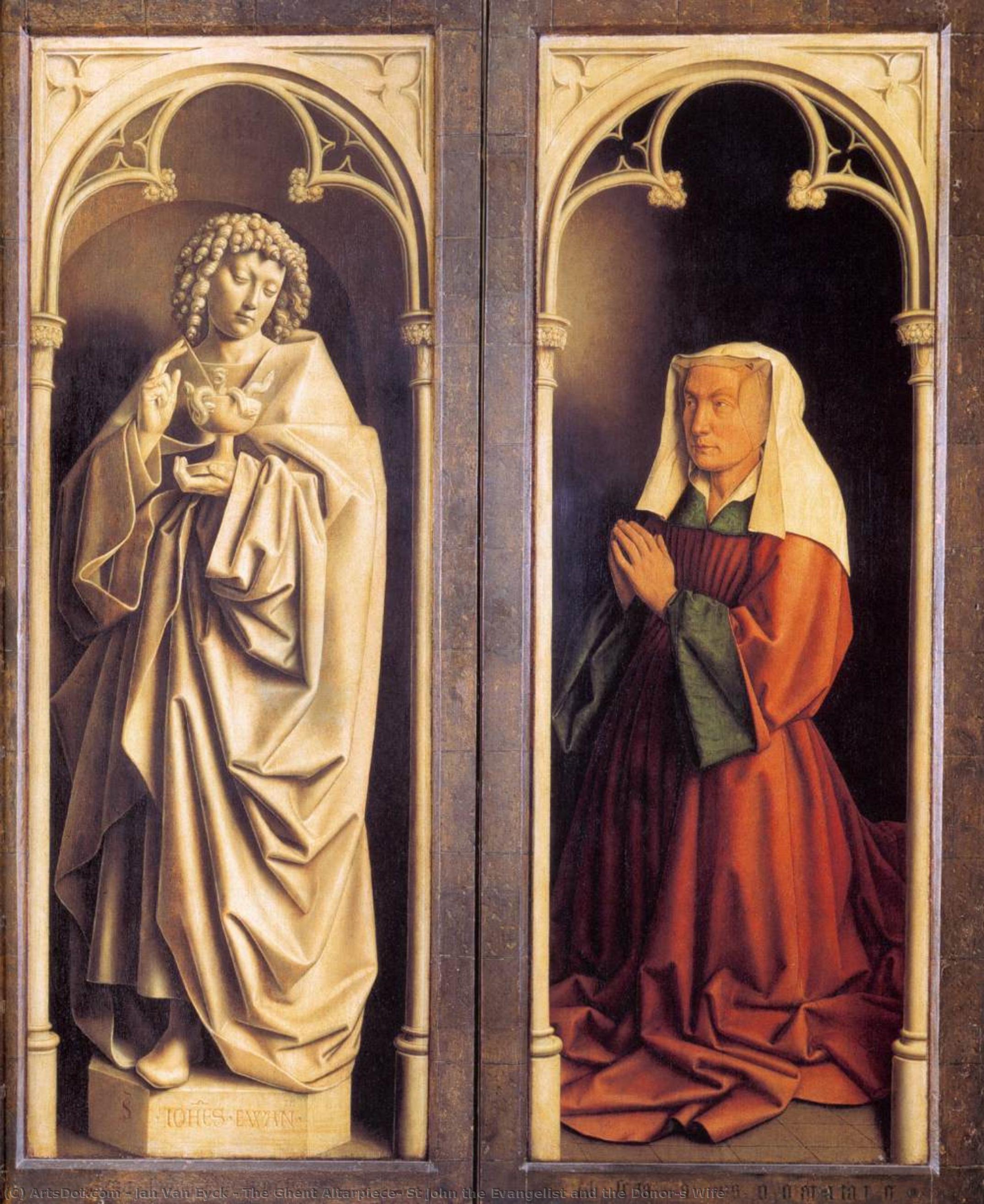 Comprar Reproducciones De Arte Del Museo El Gante Retablo: San Juan Evangelista y la esposa del donante, 1432 de Jan Van Eyck (1390-1441, Netherlands) | ArtsDot.com