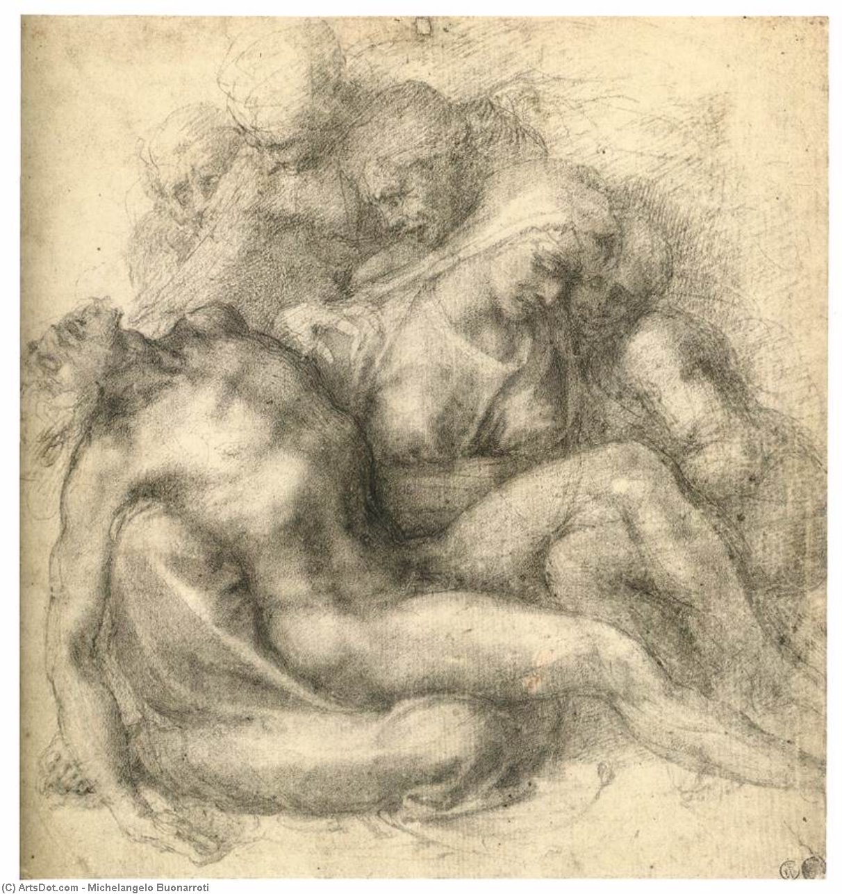 顺序 畫複製 The Lamentation of Christ (recto), 1533 通过 Michelangelo Buonarroti (1475-1564, Italy) | ArtsDot.com